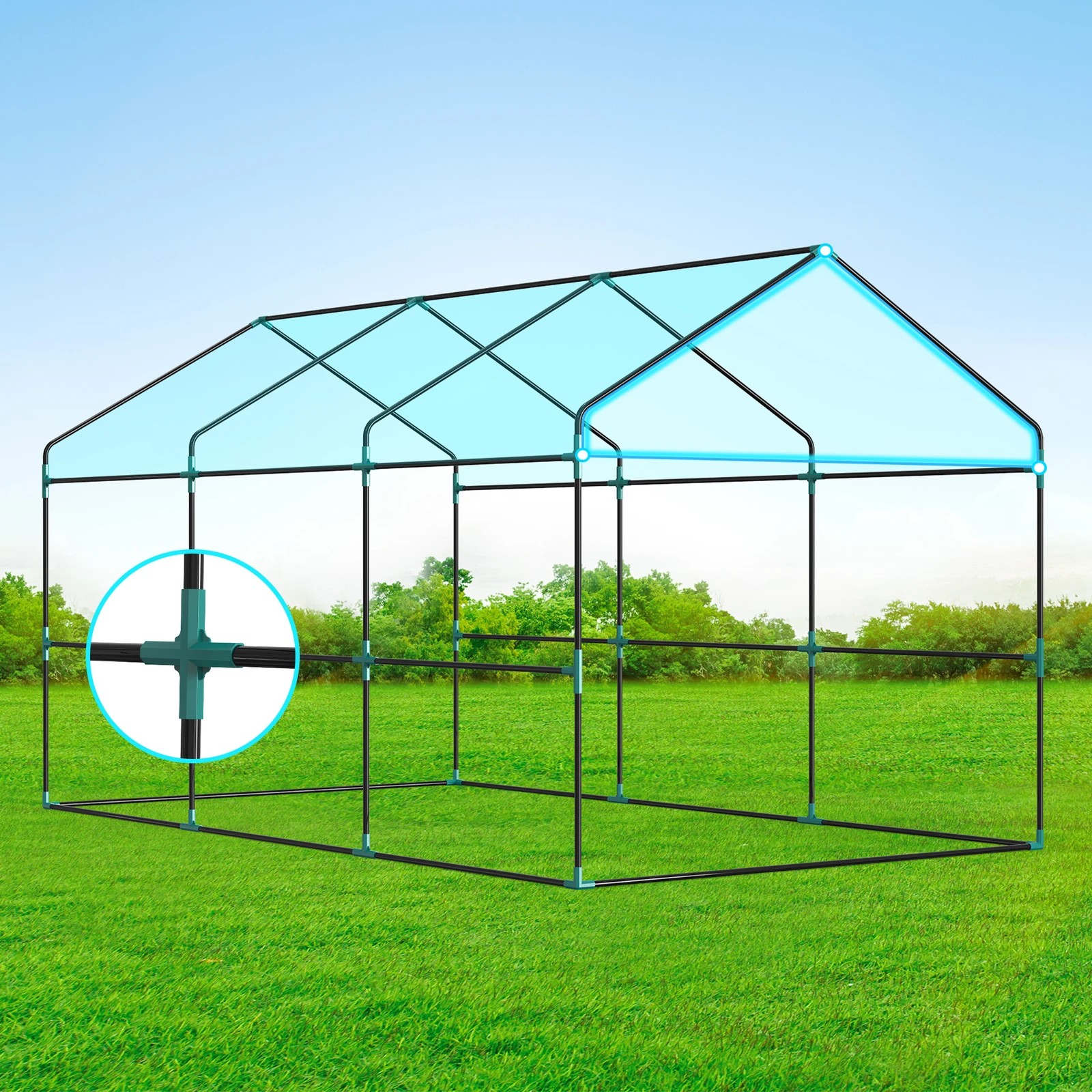 4 Alfordson Greenhouse Gabled Shed Green House 3.5x2x2M - Green, 4 of 6