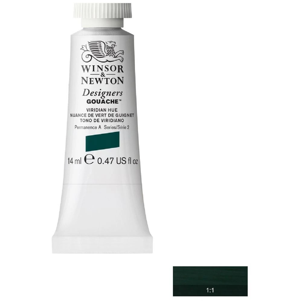 2 Winsor & Newton's Designers' Gouache 14mL Viridian Hue S2, 2 of 4
