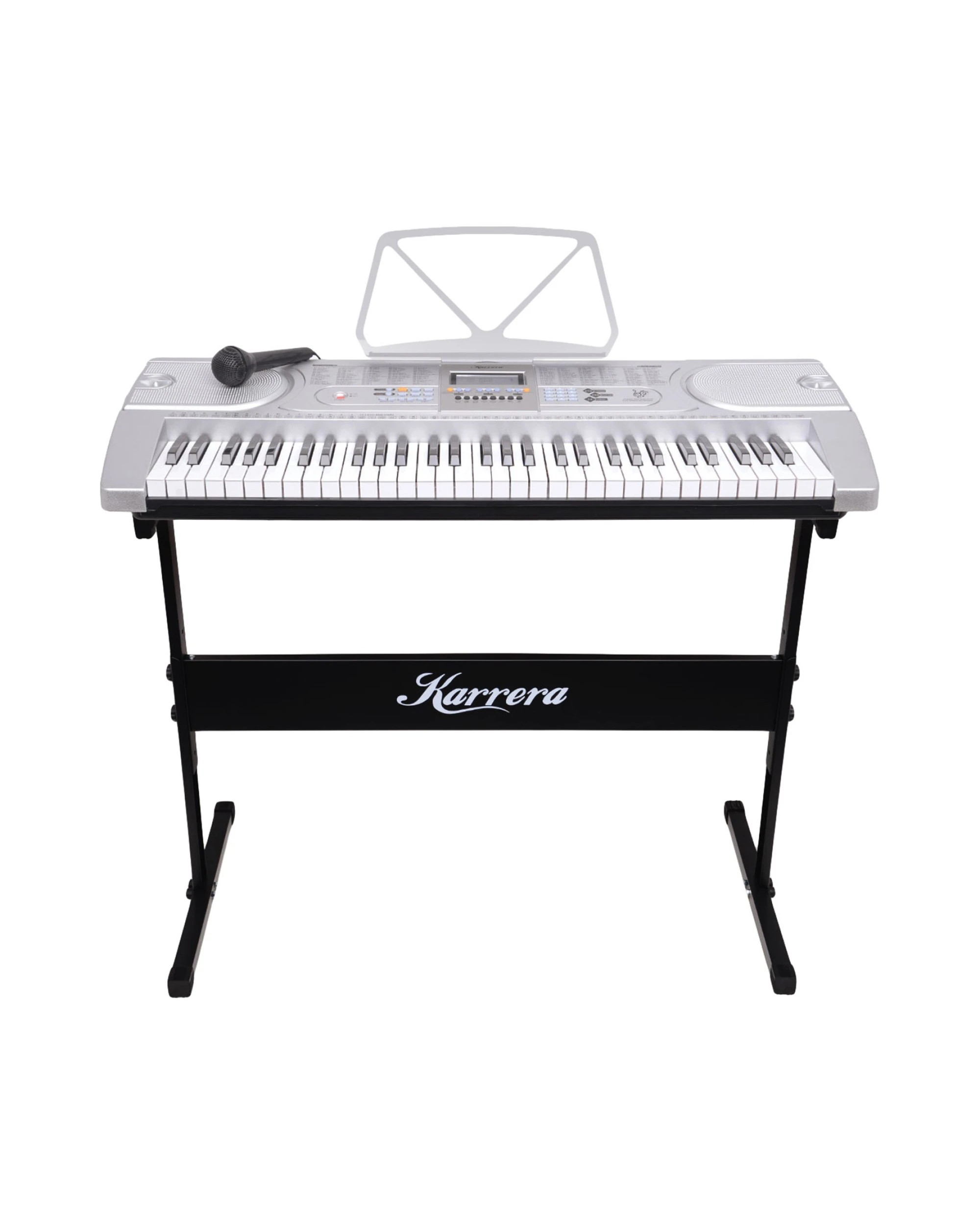 1 Karrera 61 Keys Electronic Keyboard Piano with Stand in Silver - Silver, 1 of 8