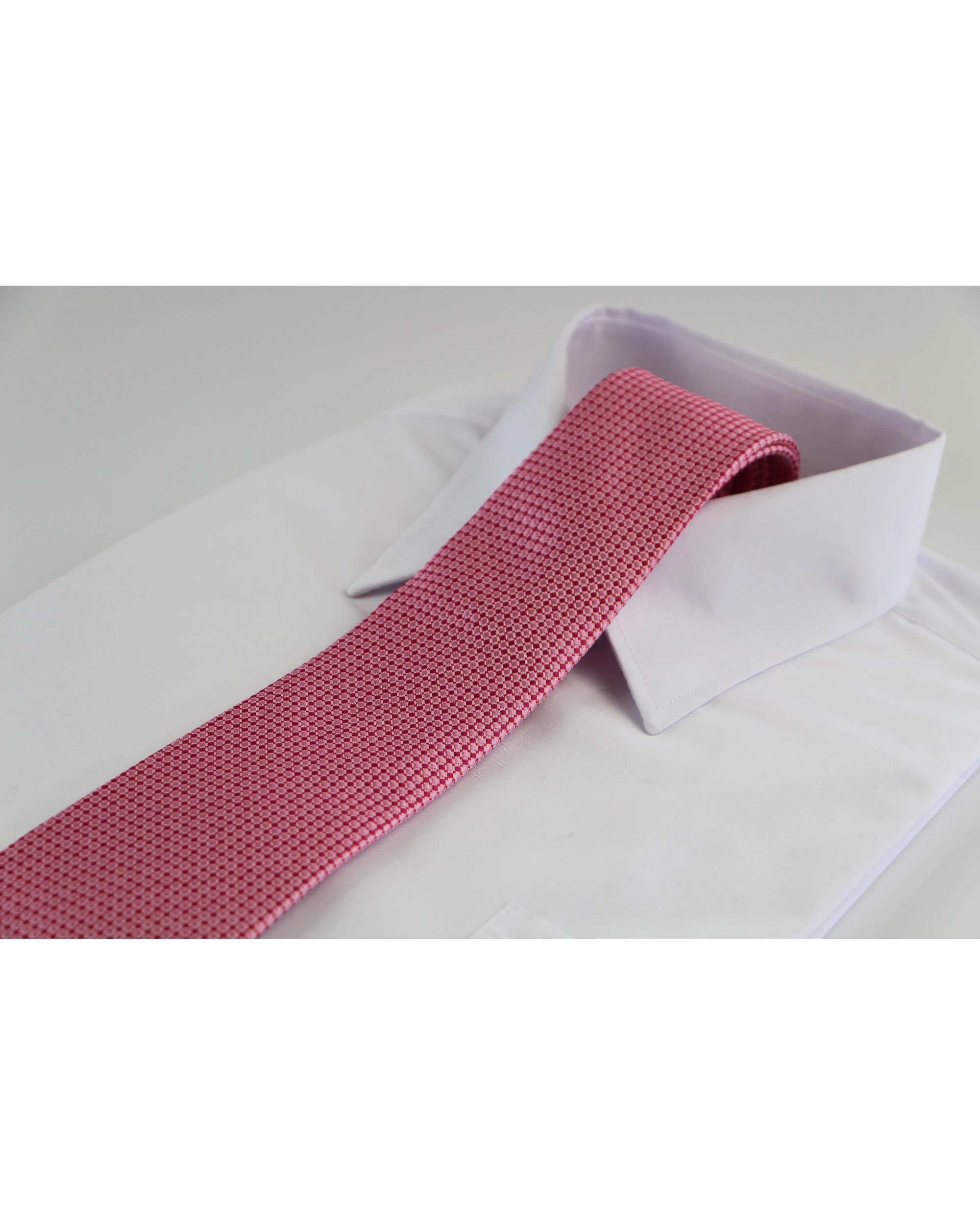 1 Zasel Mens Light Pink, Pink & Red Checkered Patterned 8cm Neck Tie, 1 of 2