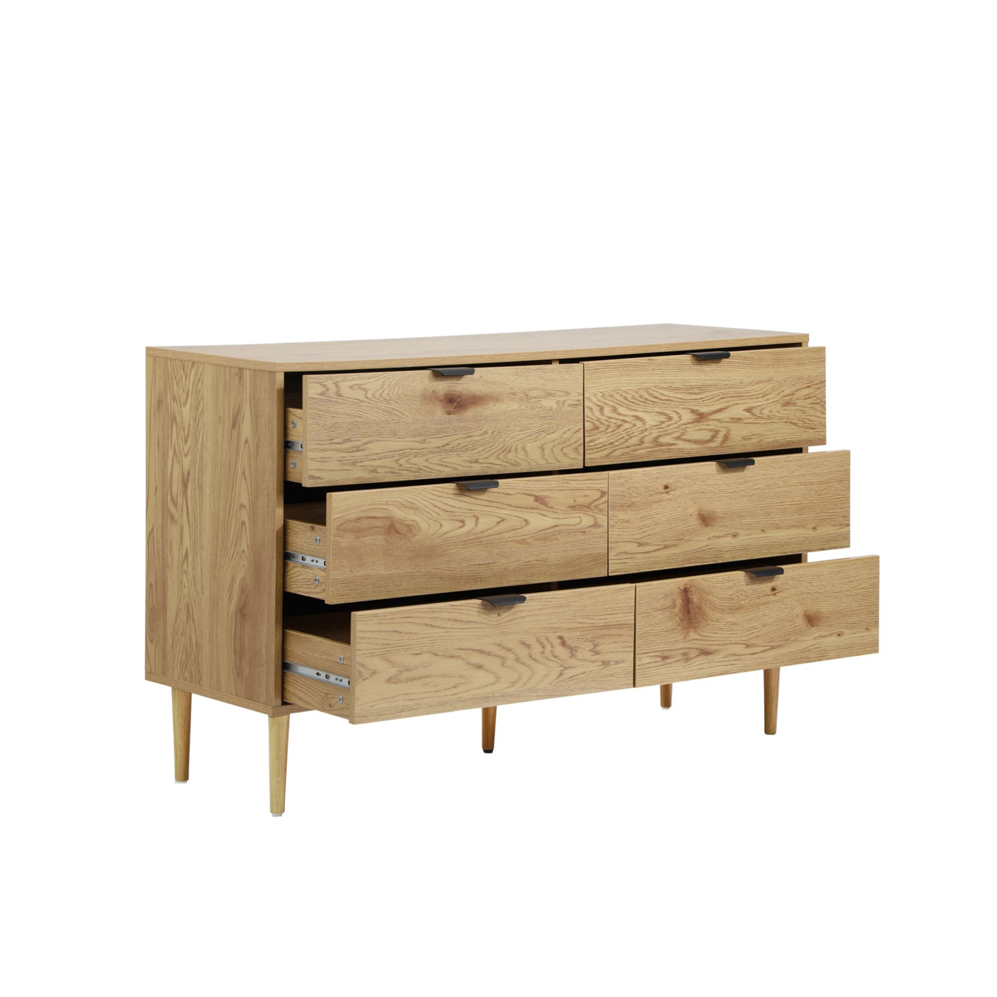 Oikiture 6 Drawer Chest of Drawers Dresser Lowboy Storage Cabinet ...