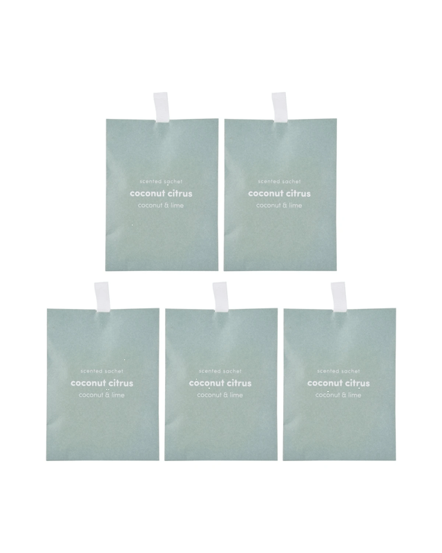 5 Piece Coconut Citrus Scented Sachets - Coconut and 