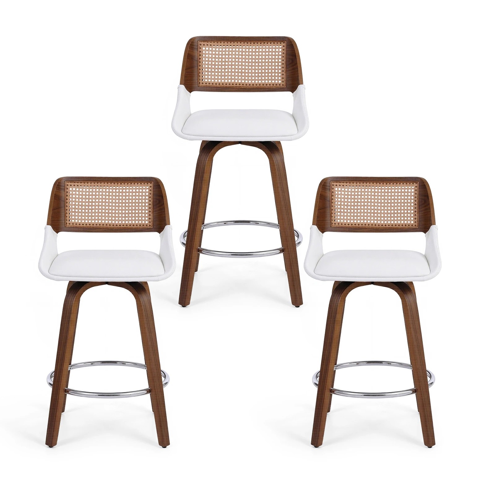 4 Artiss Wooden Bar Stools Set of 3 Swivel Kitchen Counter Stool Chair 60cm Seat - Multi, 4 of 9