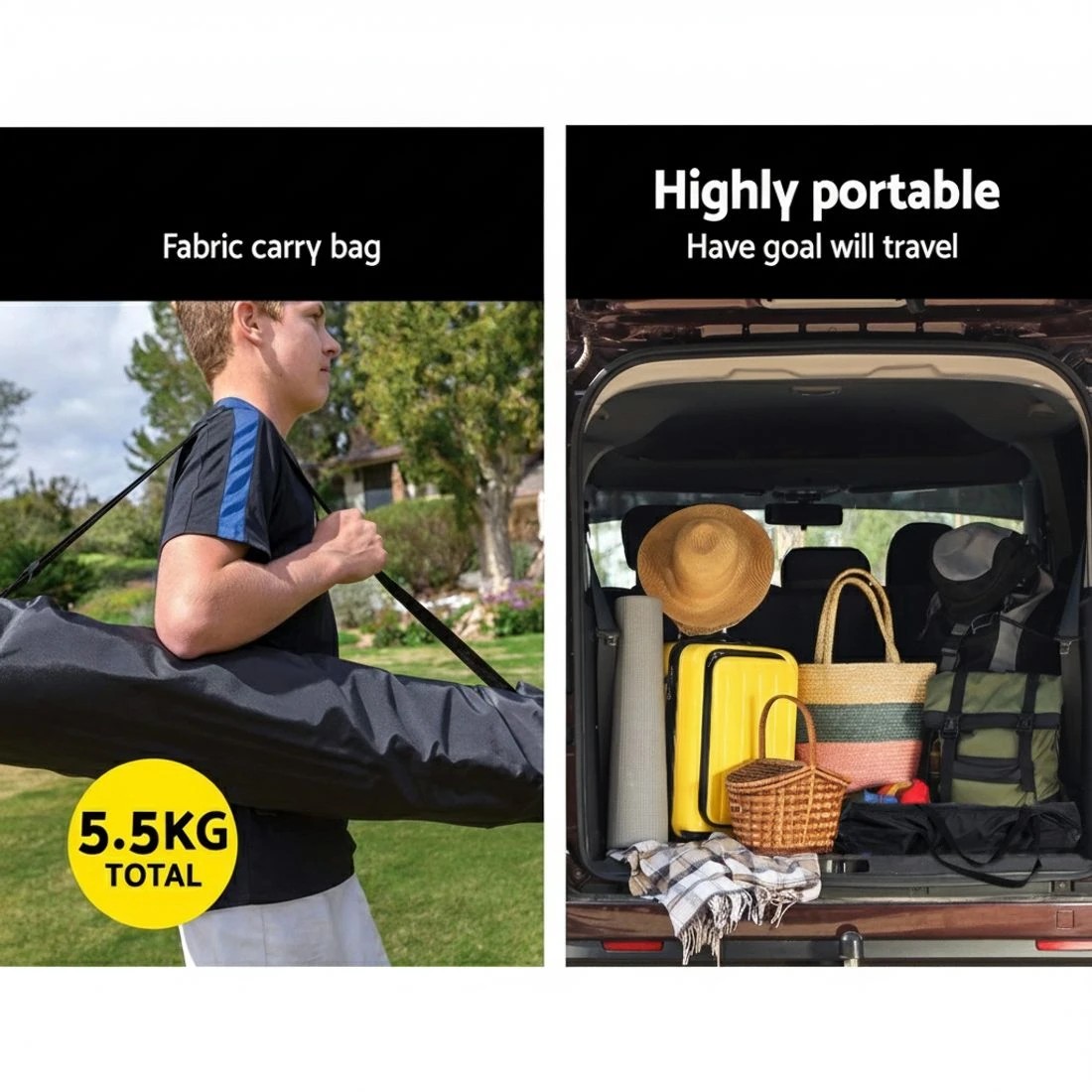 6 Everfit 3.6m Football Soccer Net Portable Goal Net Rebounder Sports Training - Yellow, 6 of 6