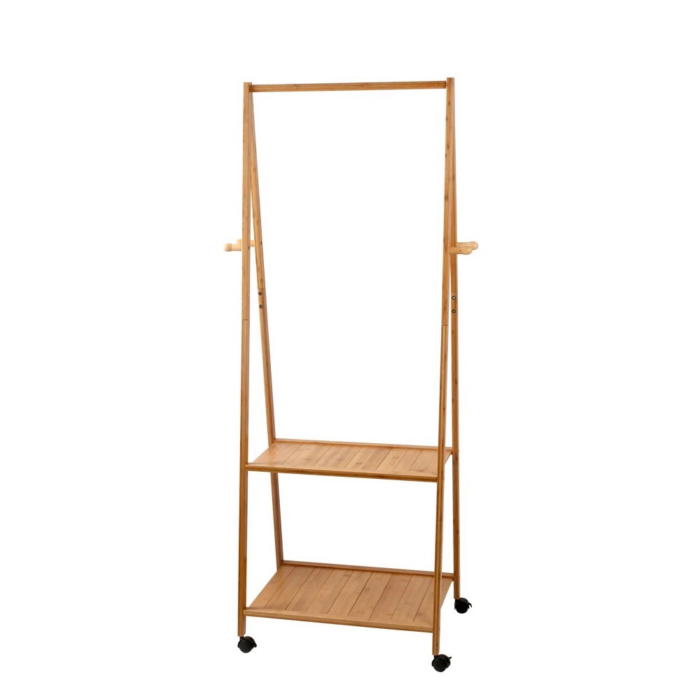 1 Artiss Clothes Rack Airer Coat Stand 165x59cm Wheels - Natural, 1 of 4