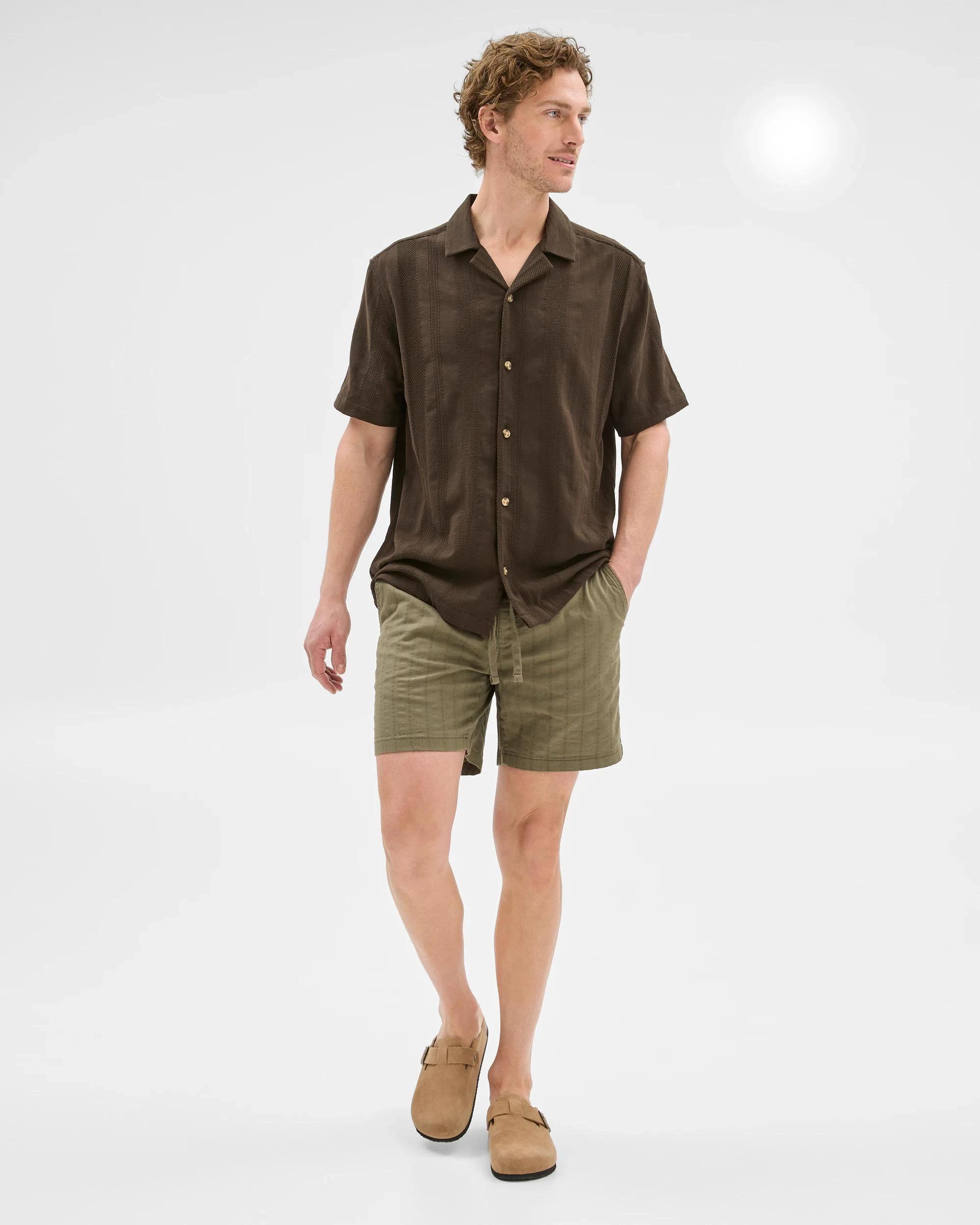 3 Target Australian Cotton Textured Stripe Shorts KHAKI, 3 of 6