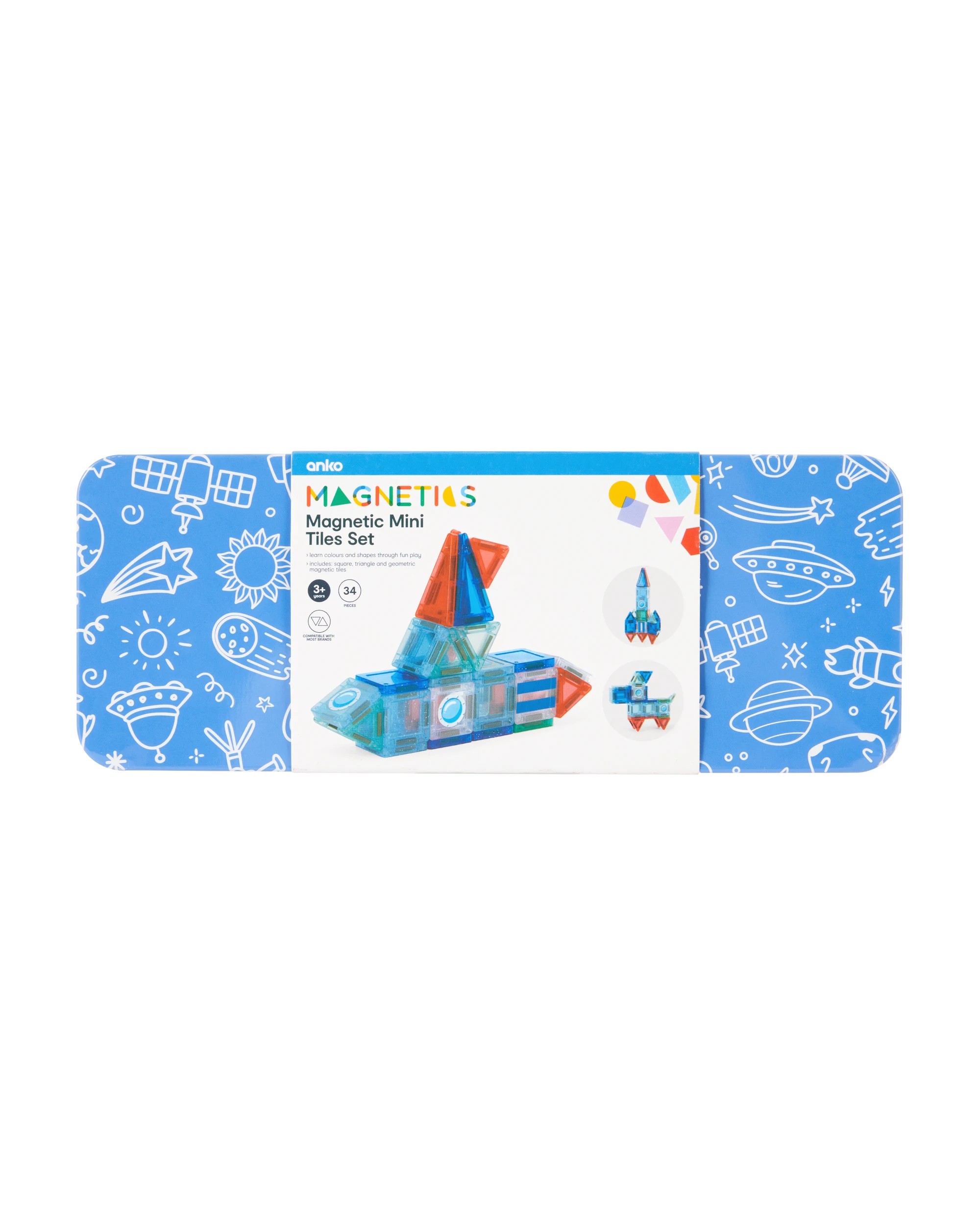 8 34 Piece Magnetic Mini Tiles Rocket Set, 8 of 9