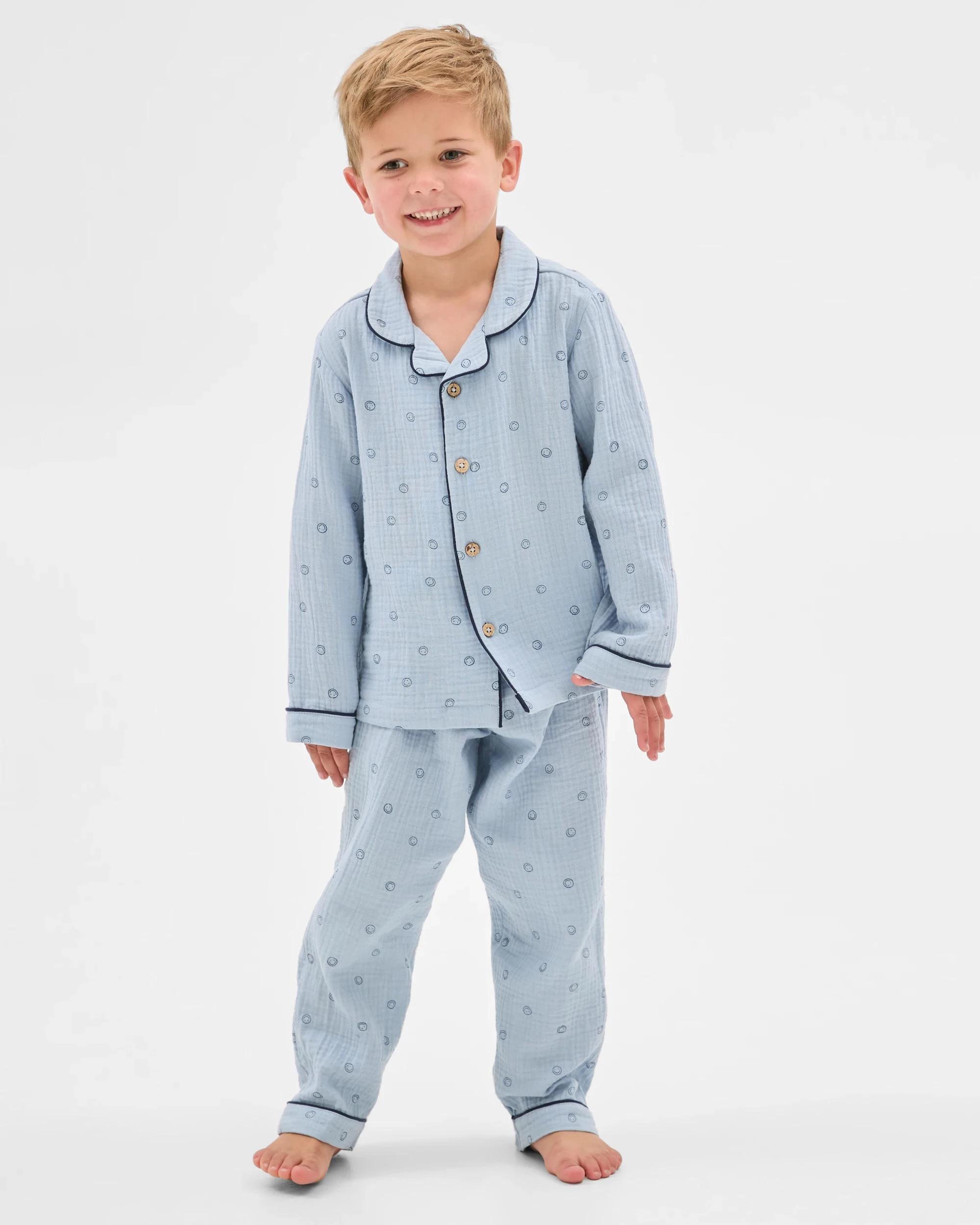 1 Target Kids Australian Cotton Younger Boys Double Cloth Woven Pyjama Set FACE, 1 of 8