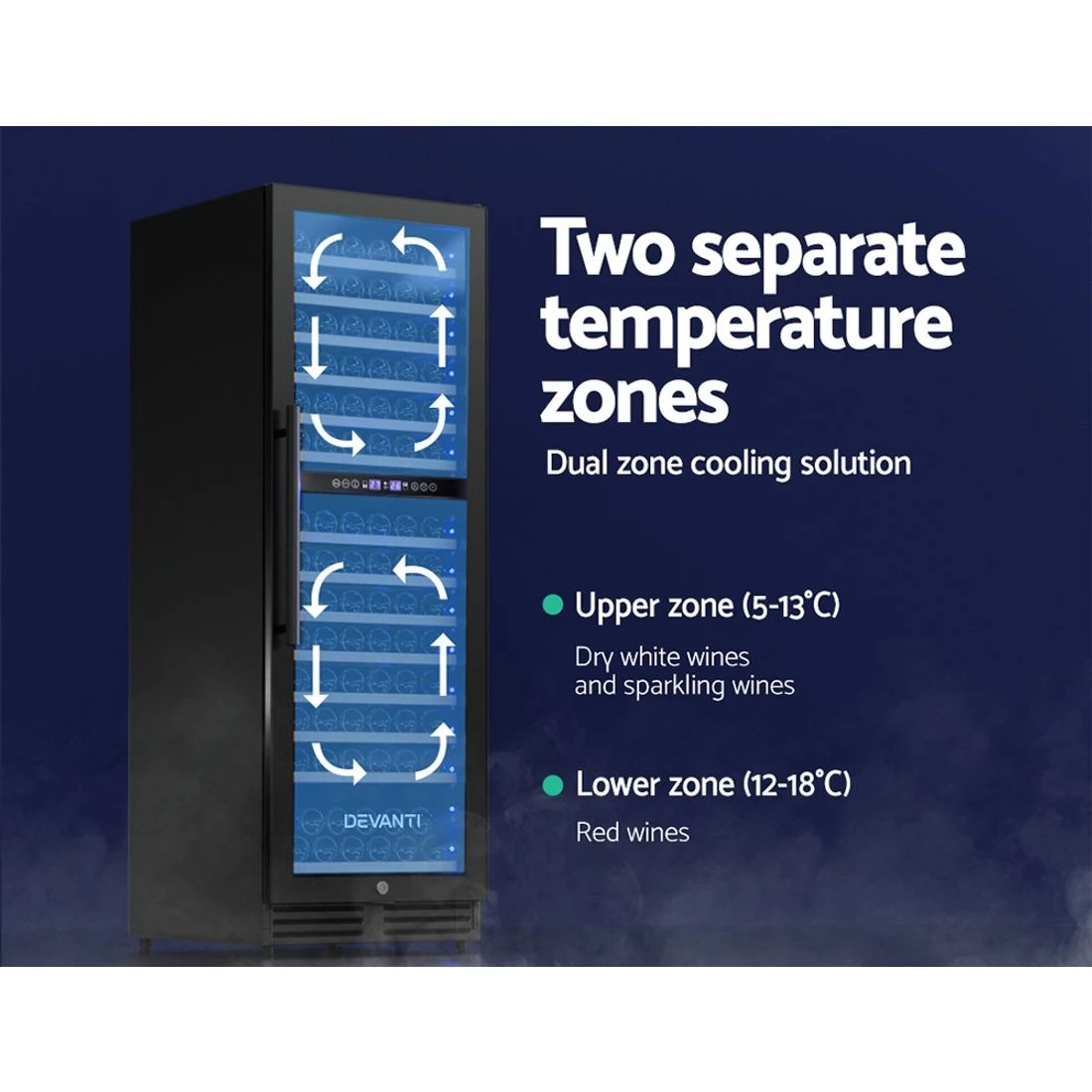 6 Devanti Wine Fridge Cooler Dual Zone 154 Bottles - Black, 6 of 7