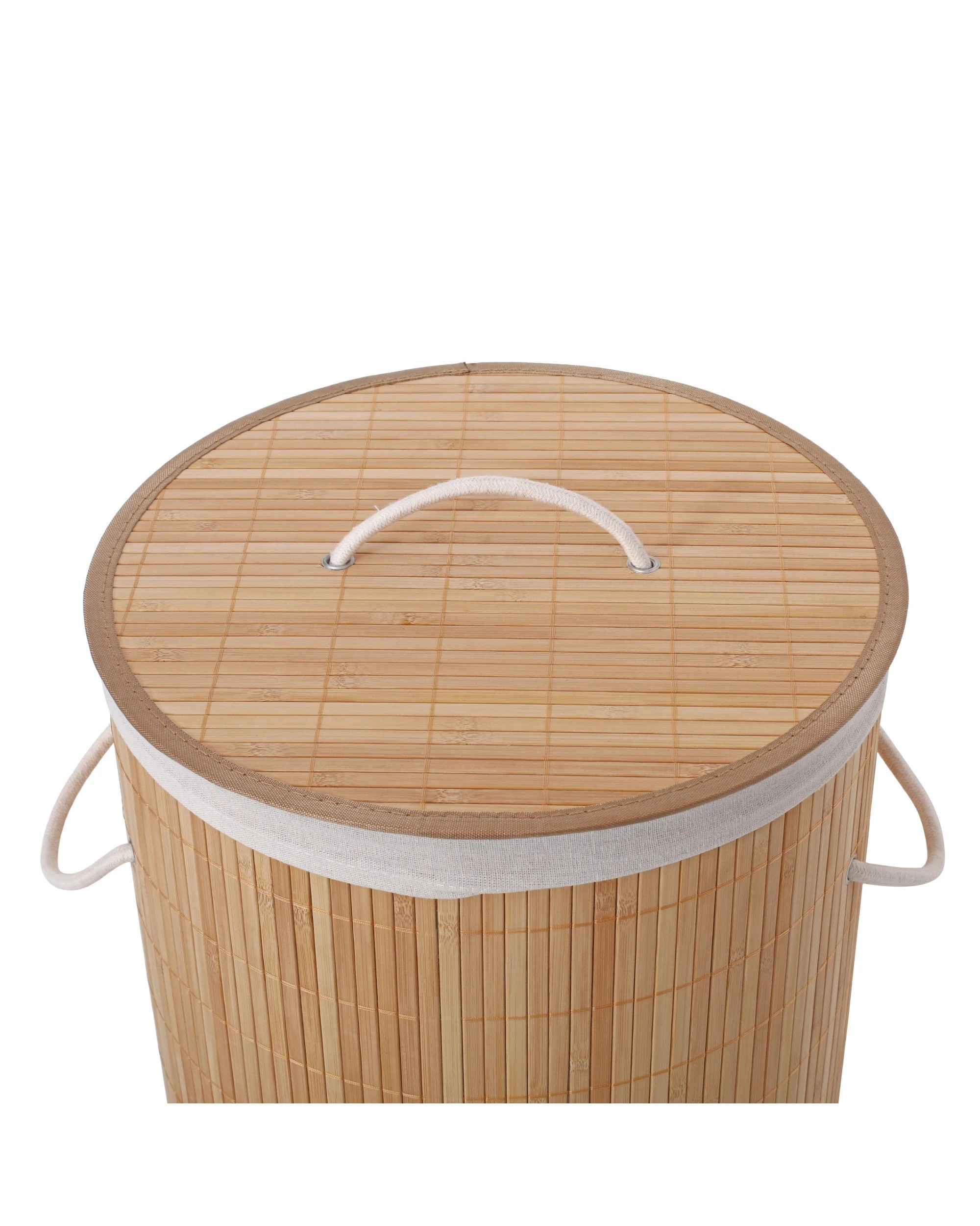 3 Sherwood Home Round Collapsible Bamboo Laundry Hamper with Liner - Natural, 3 of 6