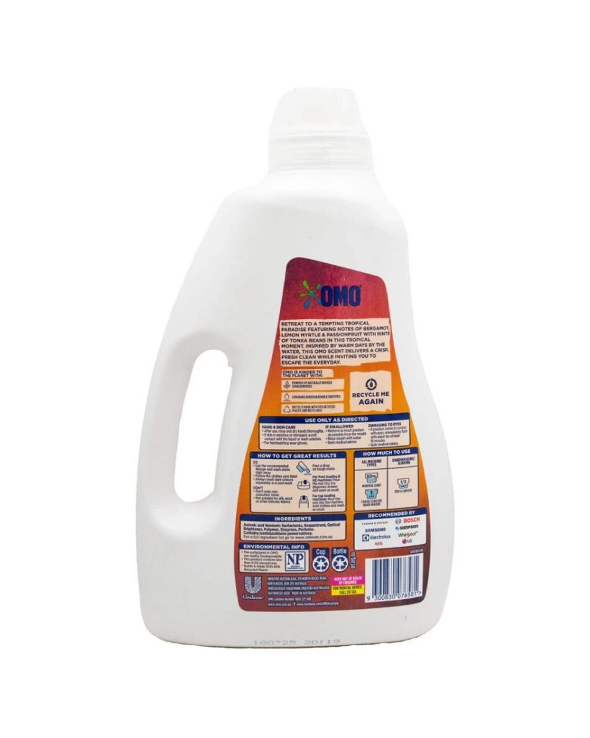 2 Omo Liquid Laundry Detergent Tropical Moment 2L Stain Remover - Gentle, 2 of 3