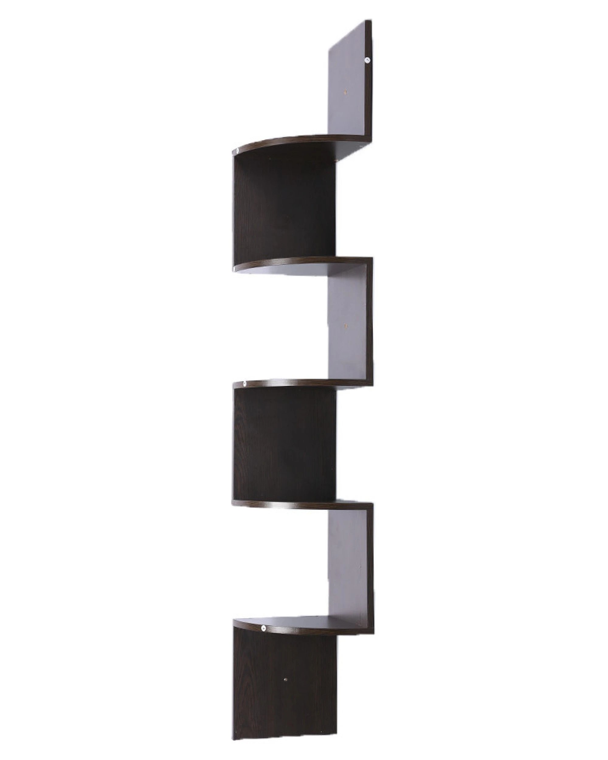1 Sarantino 5-tier Corner Wall Shelf Display Storage Shelves Dark Brown, 1 of 5