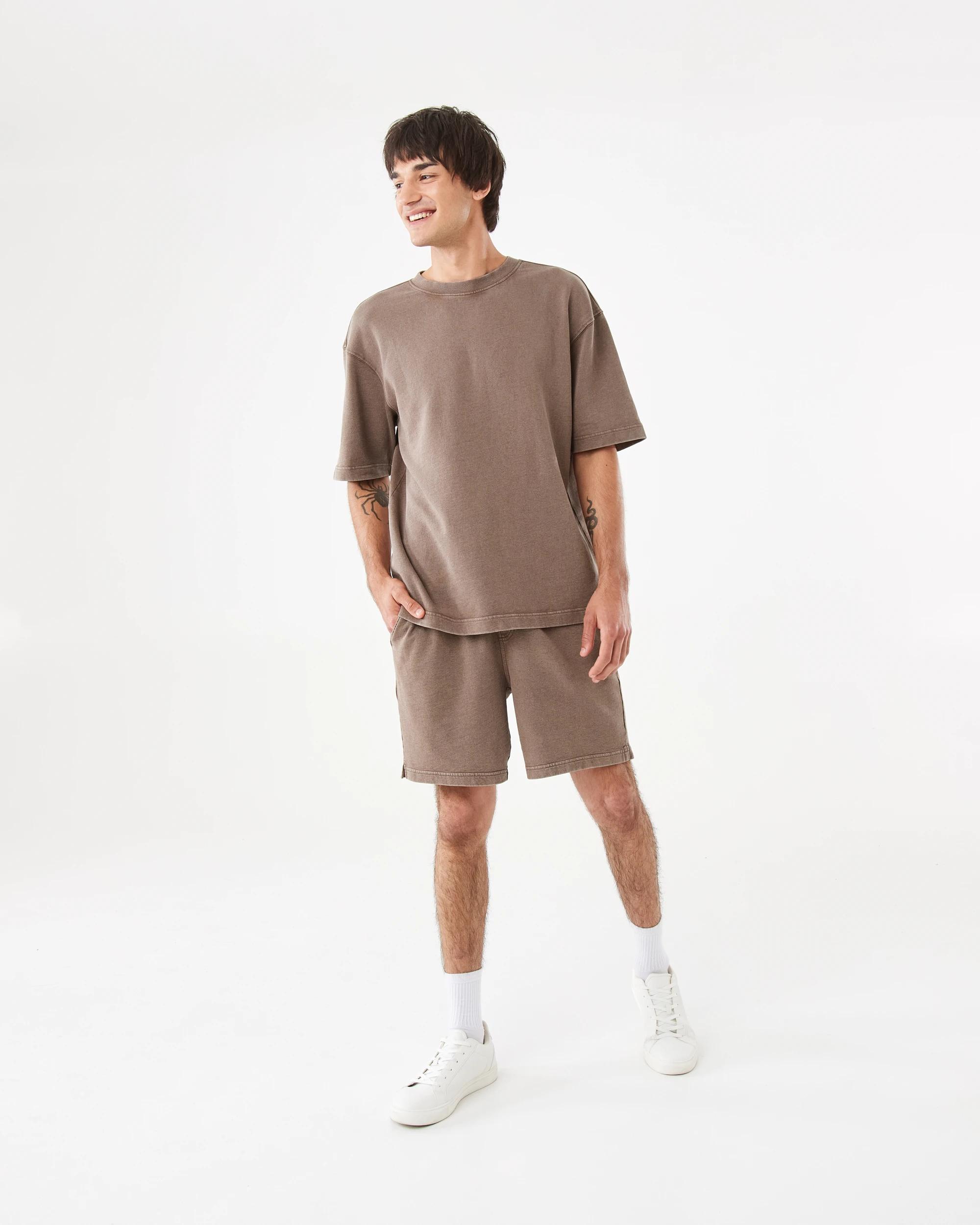 3 Elastic Waistband Washed Terry Shorts Brn Coffee, 3 of 8