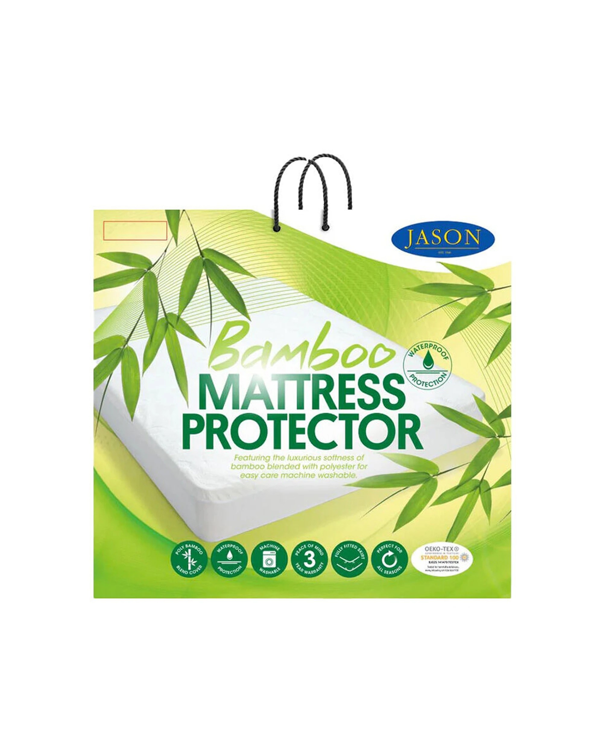 1 Jason Commercial Bamboo Mattress Protectors 203x203cm - White, 1 of 3