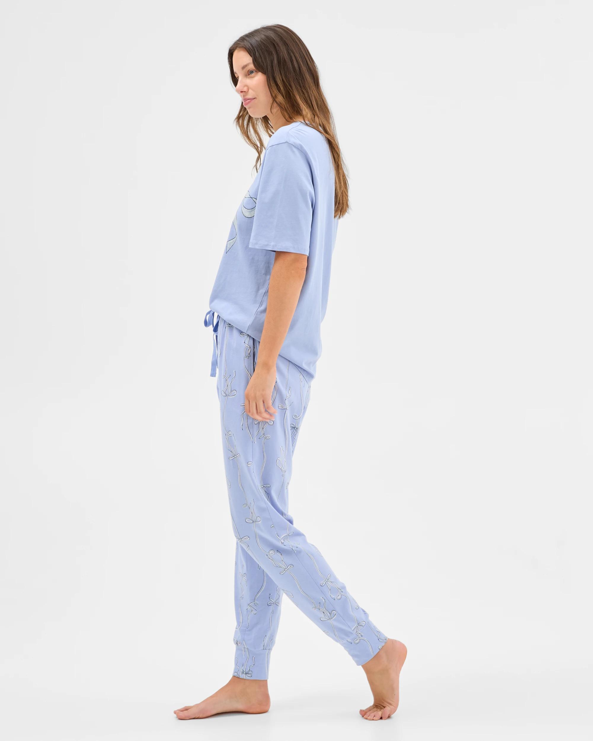 3 Target Australian Cotton Jersey Jogger Sleep Pants BLUE BOWS, 3 of 5