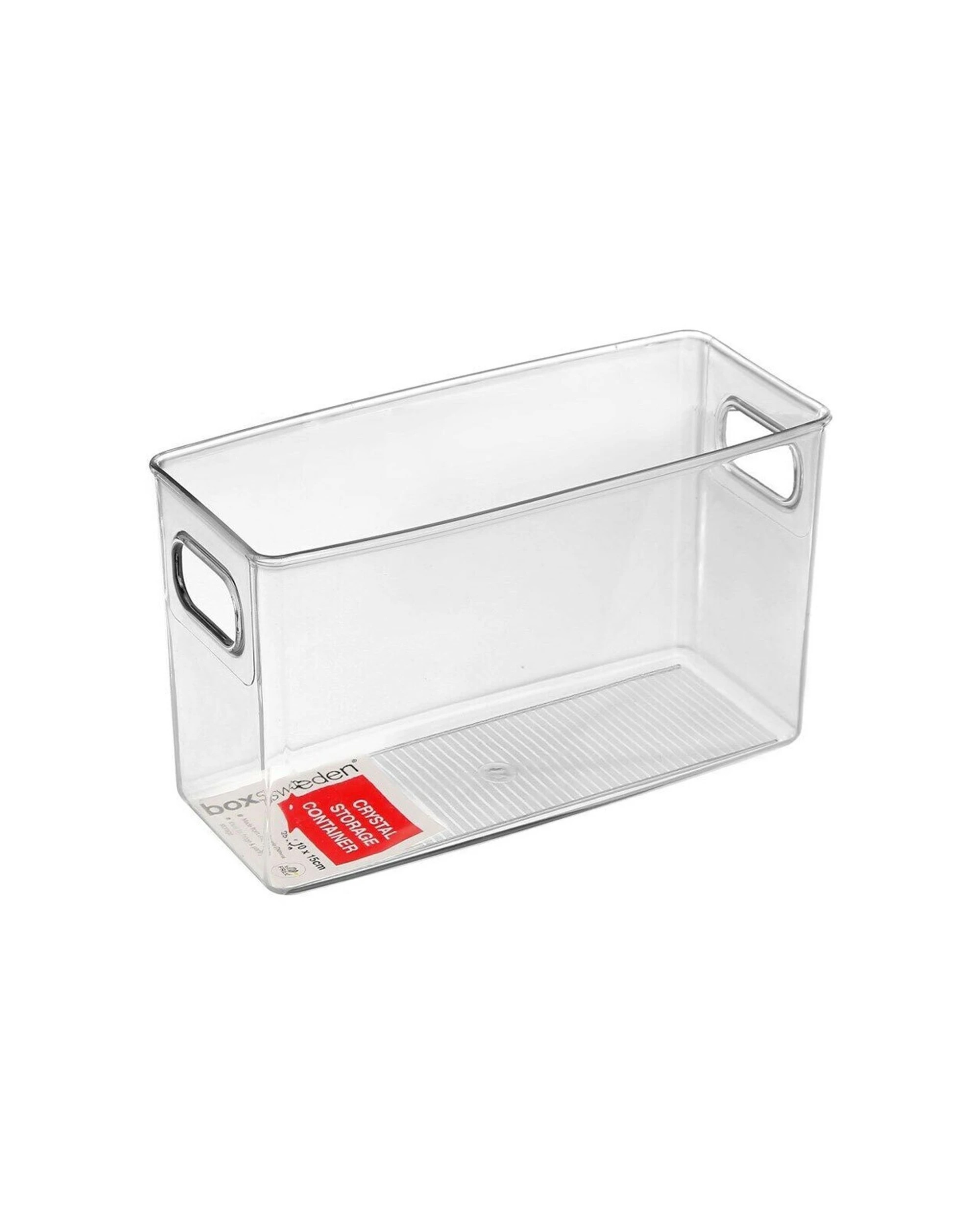 2 Boxsweden Crystal Storage Container 25cm Medium Fridge Pantry Organiser - Plastic With Handles.
 - Clear, 2 of 3