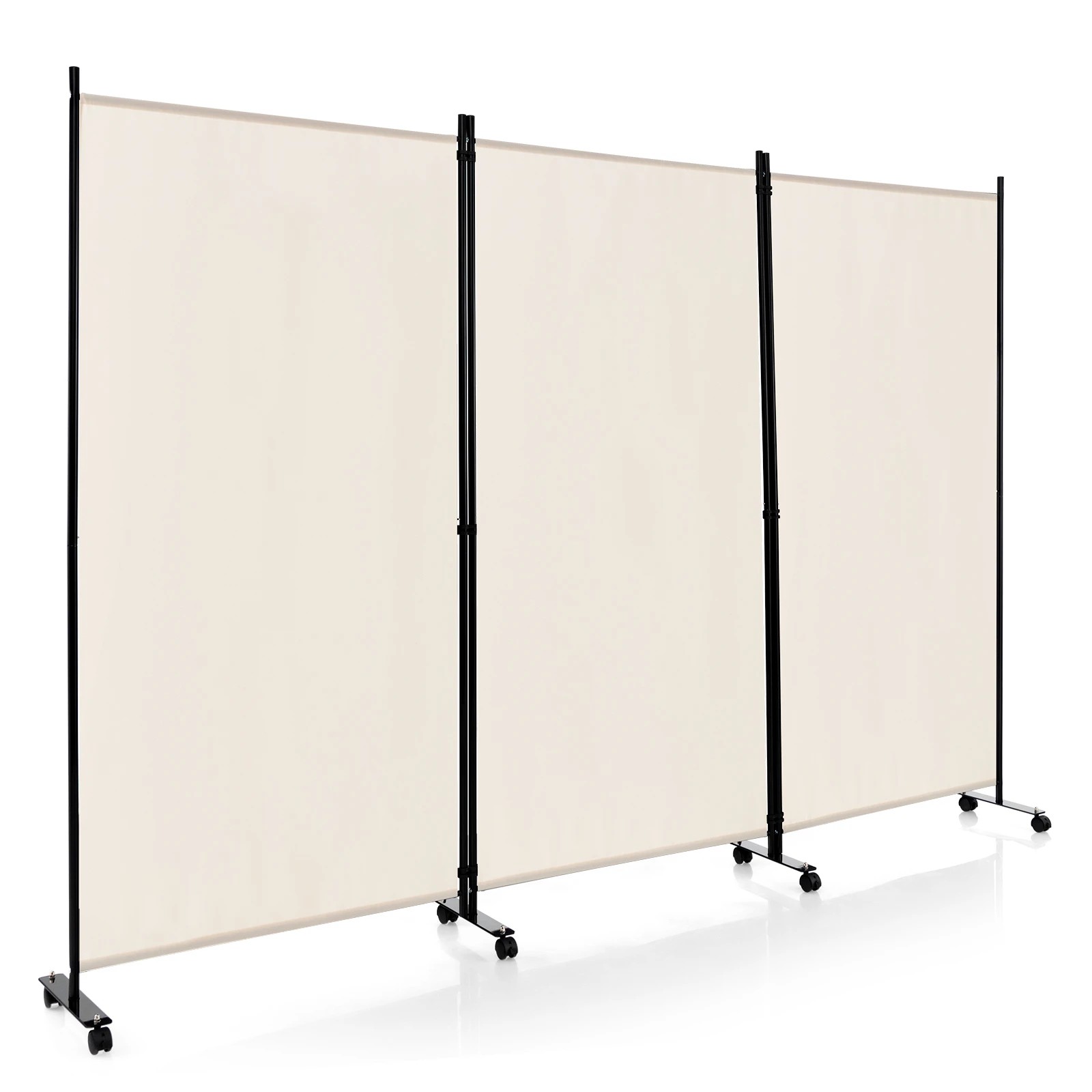 1 Costway 3 Panels Folding Tall Room Divider Mobile Privacy Screen Wall Partition Home Office - White, 1 of 3