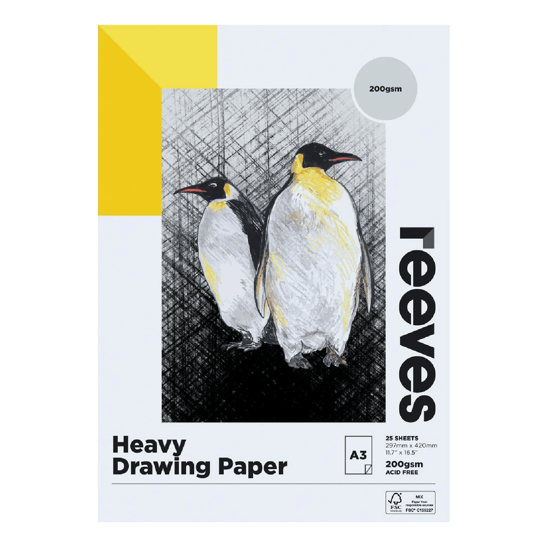 1 Reeves Heavy Drawing Pad 200gsm 25 Sheets A3, 1 of 1