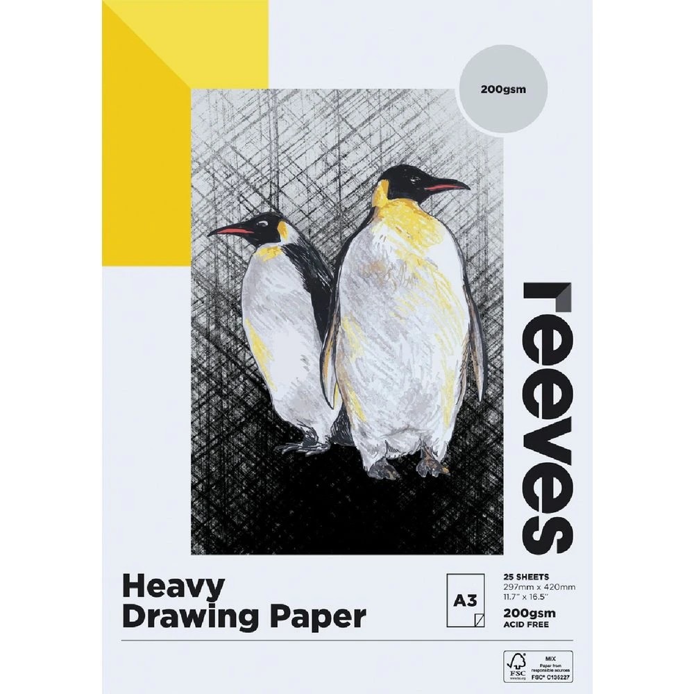 1 Reeves Heavy Drawing Pad 200gsm 25 Sheets A3, 1 of 1
