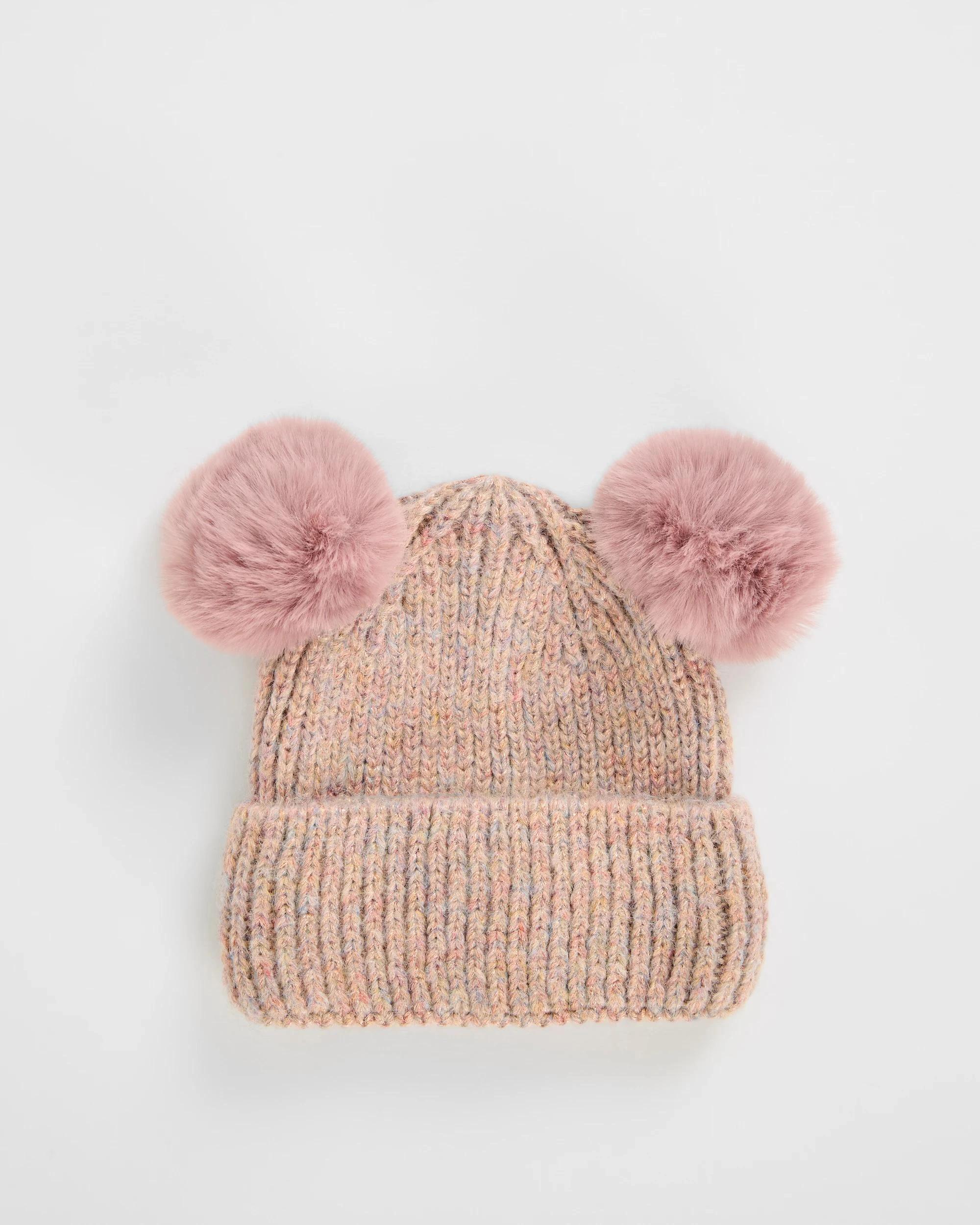 1 Target Kids Metallic Double Pom Pom Beanie PINKS, 1 of 1