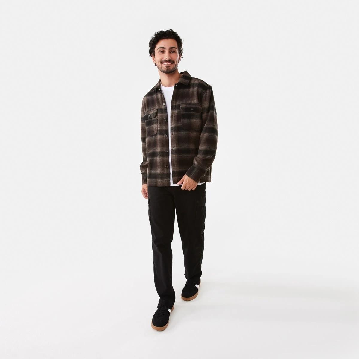 2 Long Sleeve Check Overshirt Brn Check, 2 of 7
