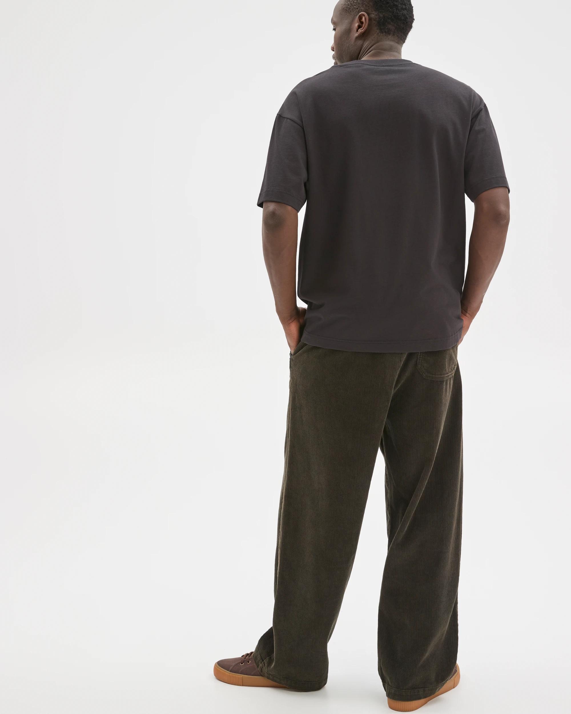 6 Commons Australian Cotton Elastic Waist Loose Fit Corduroy Pants BLACK, 6 of 7