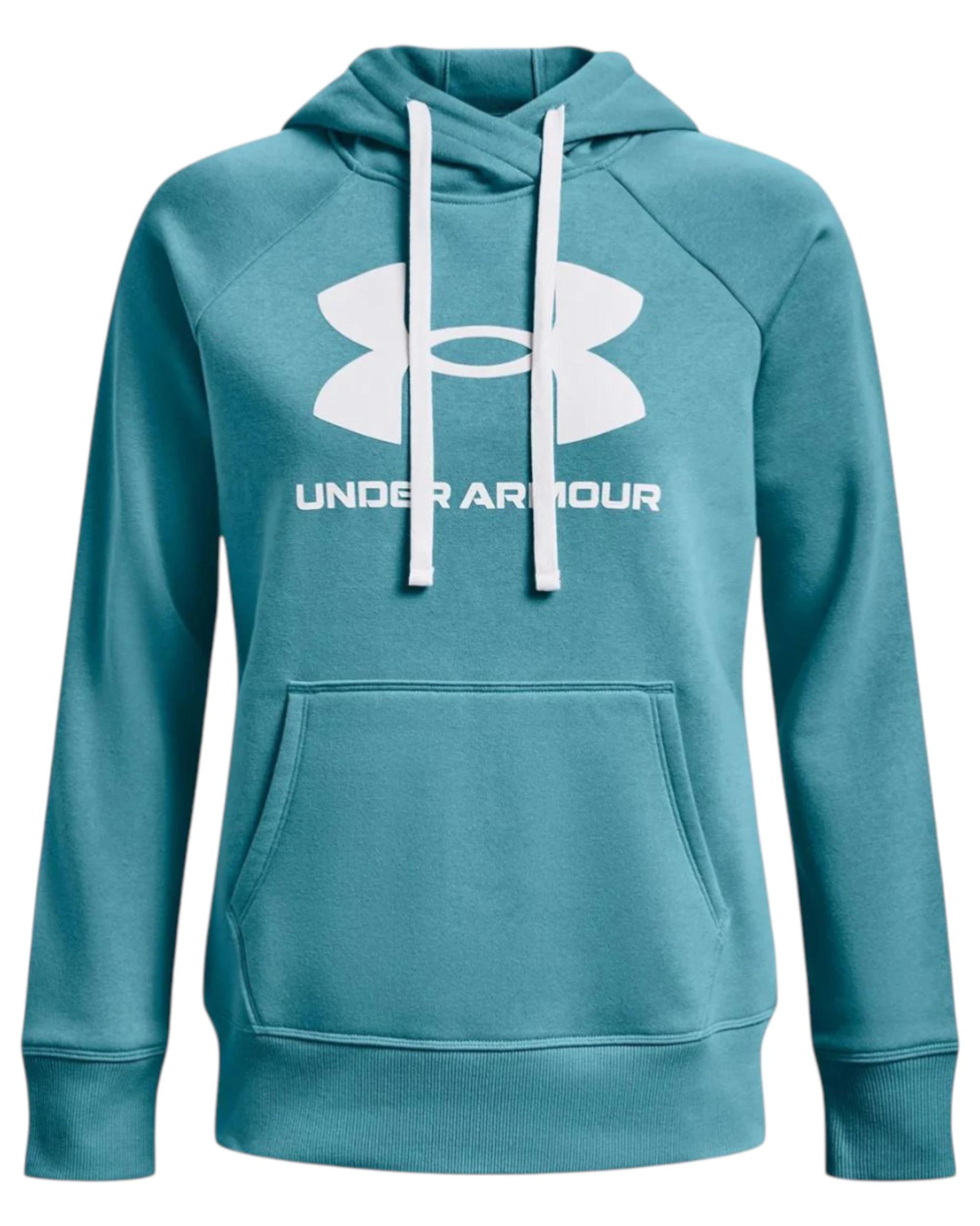 1 Under Armour Womens Rival Fleece Logo Glacier Blue Hoodie BLUE, 1 of 5