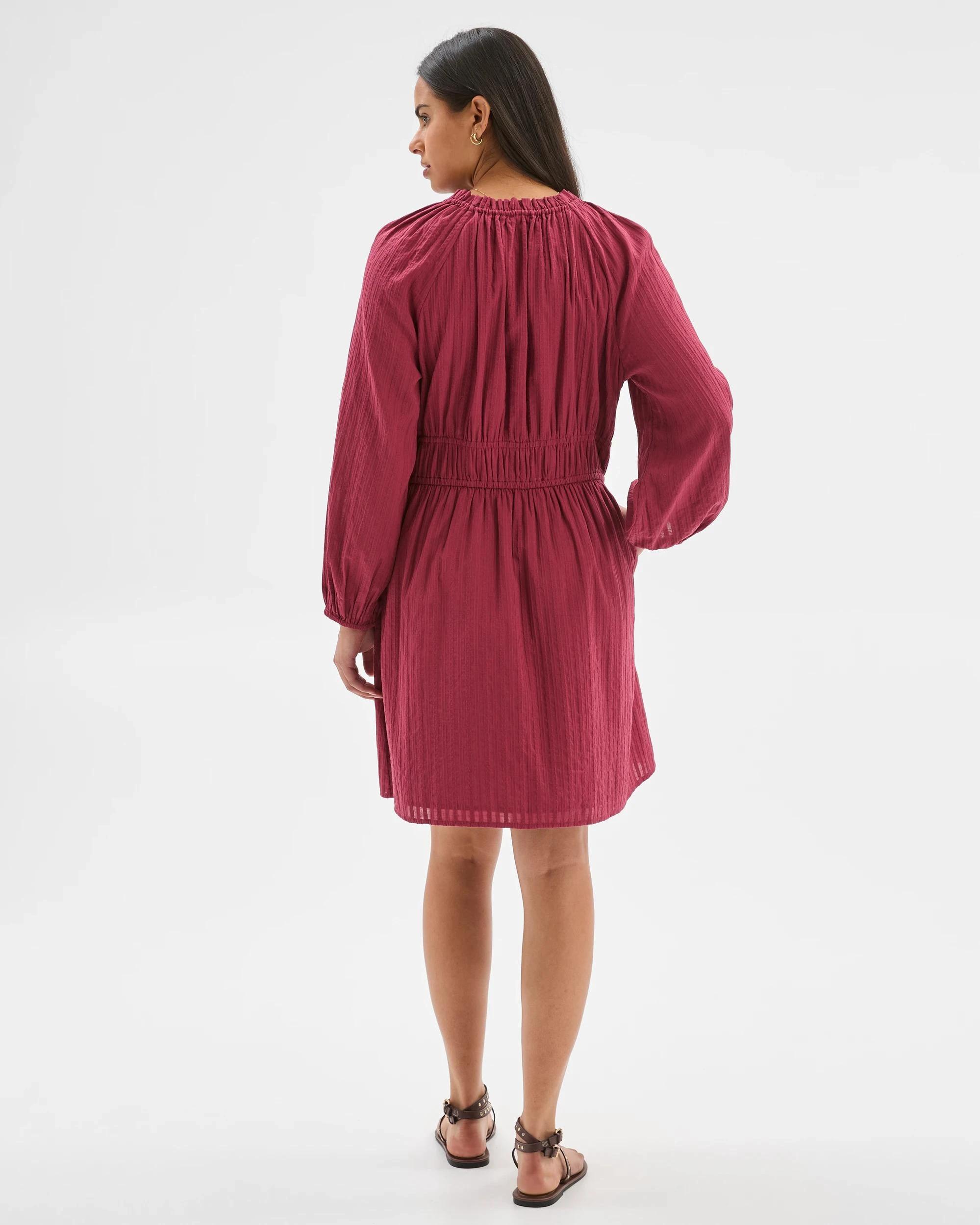 6 Target Woman Long Sleeve Dobby Detail Mini Dress MULBERRY, 6 of 6