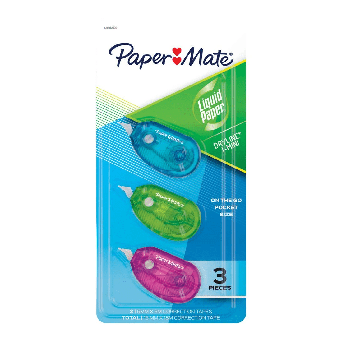 1 Liquid Paper Dryline i-Mini Correction Tape 5mm x 6m 3 Pack, 1 of 4