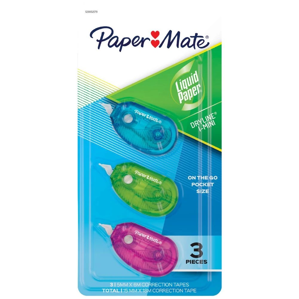1 Liquid Paper Dryline i-Mini Correction Tape 5mm x 6m 3 Pack, 1 of 4