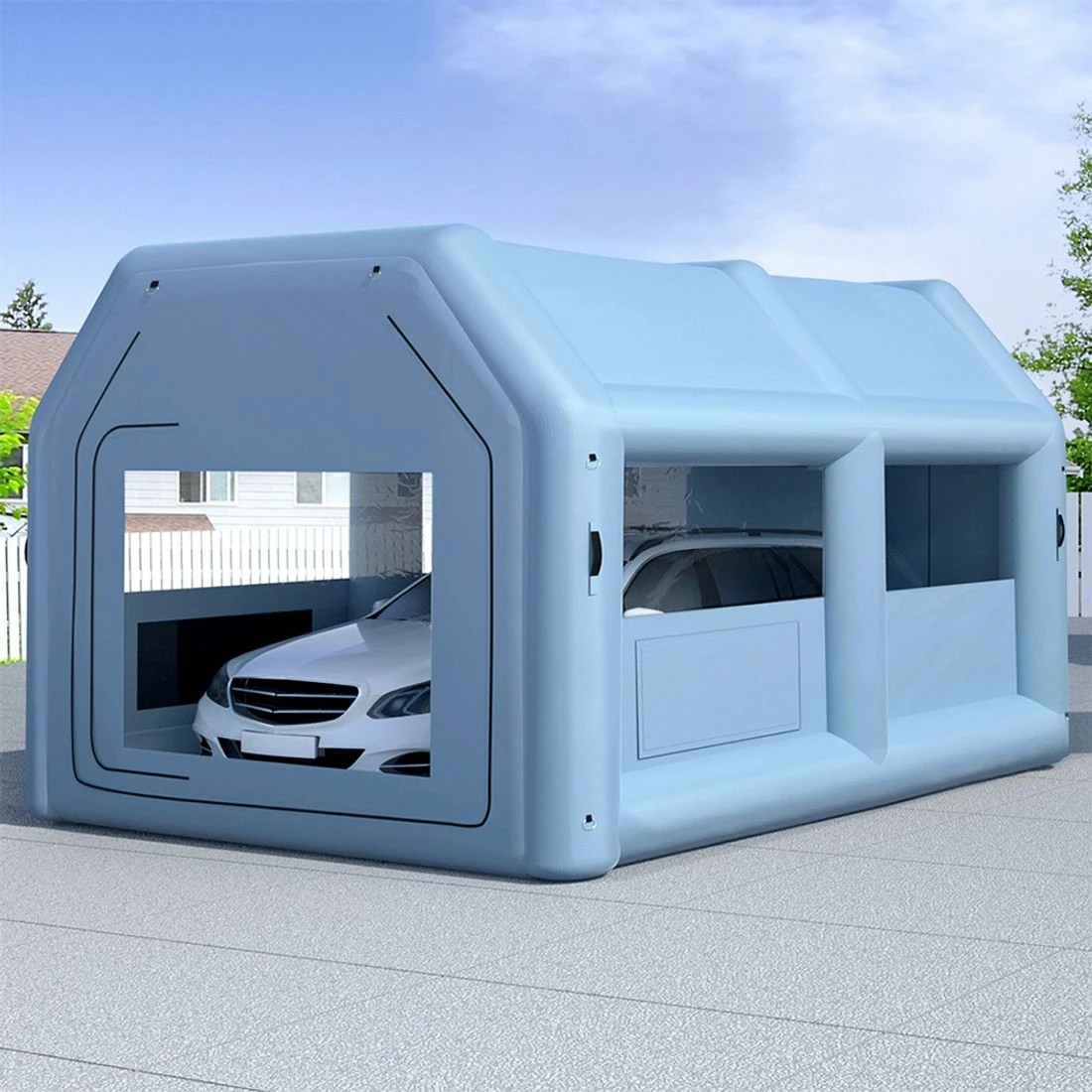 6 Giantz Inflatable Spray Booth 4X3M Car Paint Tent Filter System Blower - Blue, 6 of 6
