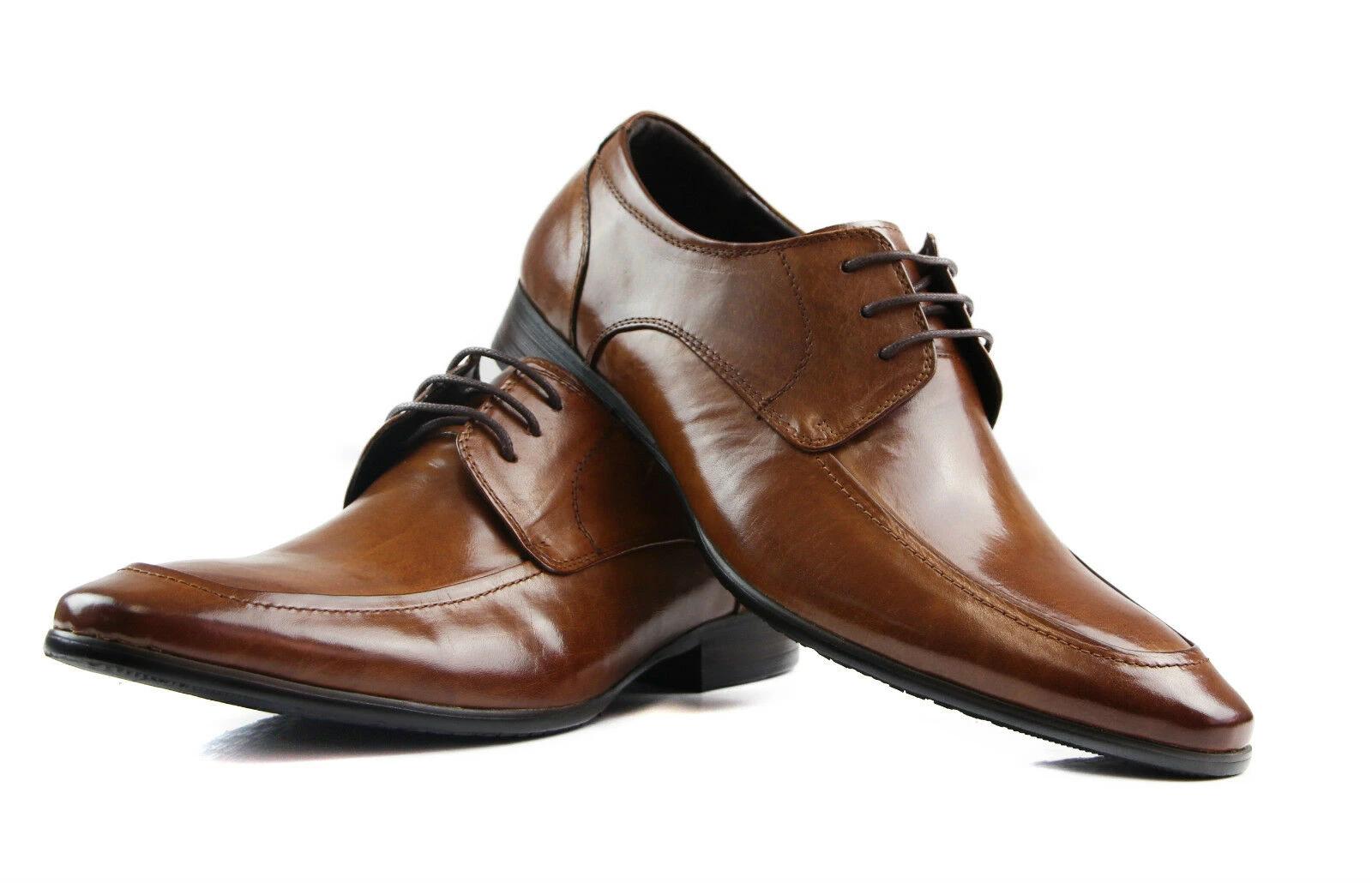 2 Zasel Mens Daniel Leather Lace Up Work Formal Dress Wedding Shoes BROWN, 2 of 2