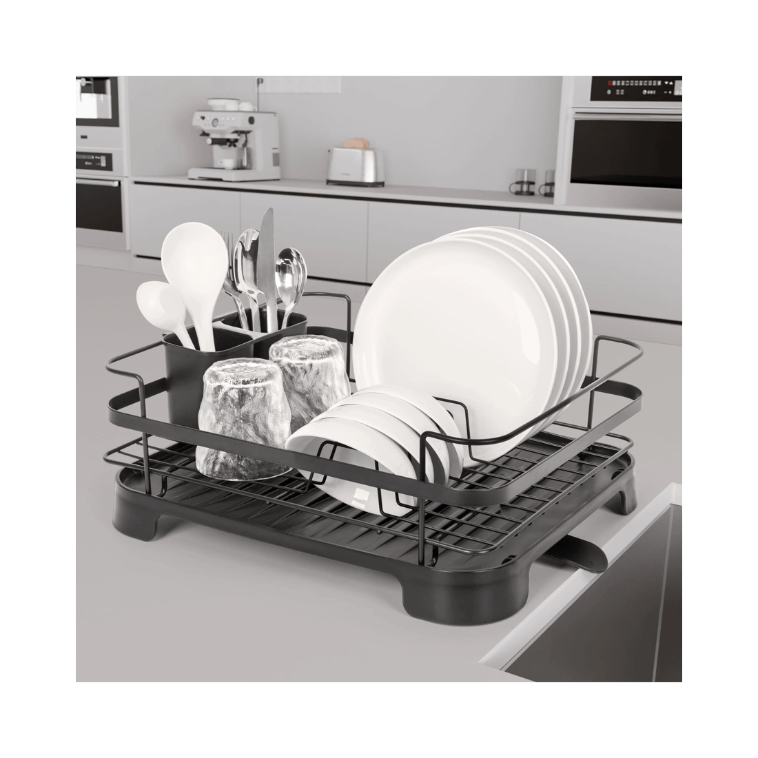 3 Hacienda Steel Frame Dish Drying Rack Durable Steel Frame, Removable Utensil Holder, Compact Size For Small Kitchens, 3 of 6