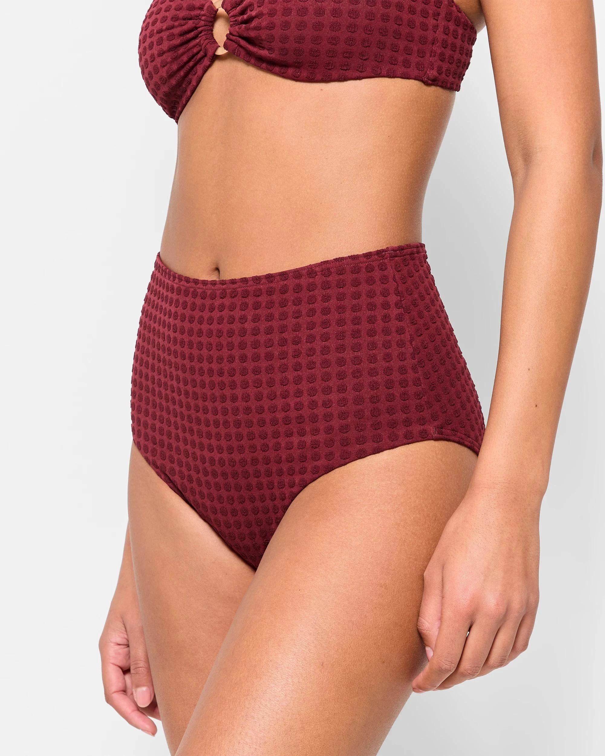 3 Target High Waisted Textured Spot Bikini Bottoms - Shape Your Body MERLOT, 3 of 8