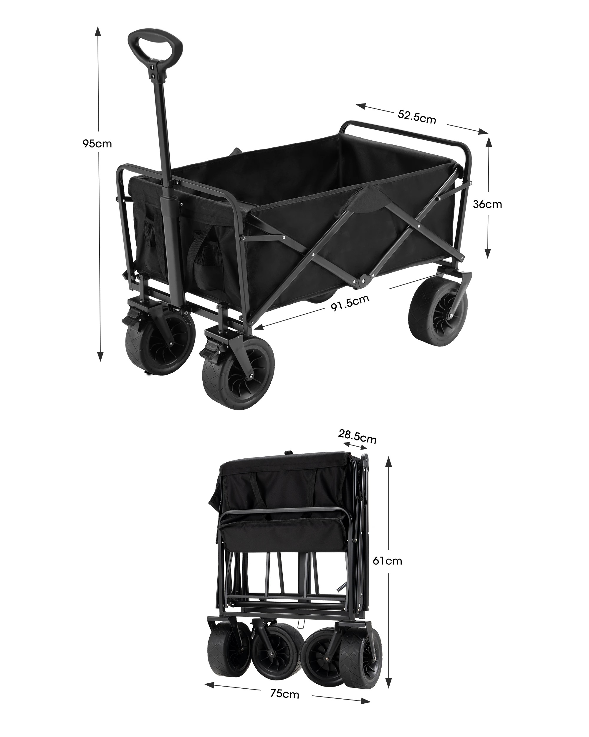 9 San Hima Folding Camping Wagon 120kg Beach Trolley W/ 360° Wheels Garden Cart, 9 of 9