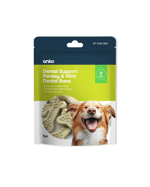 9 Pack Pet Treat Dental Bones Parsley and Mint Medium