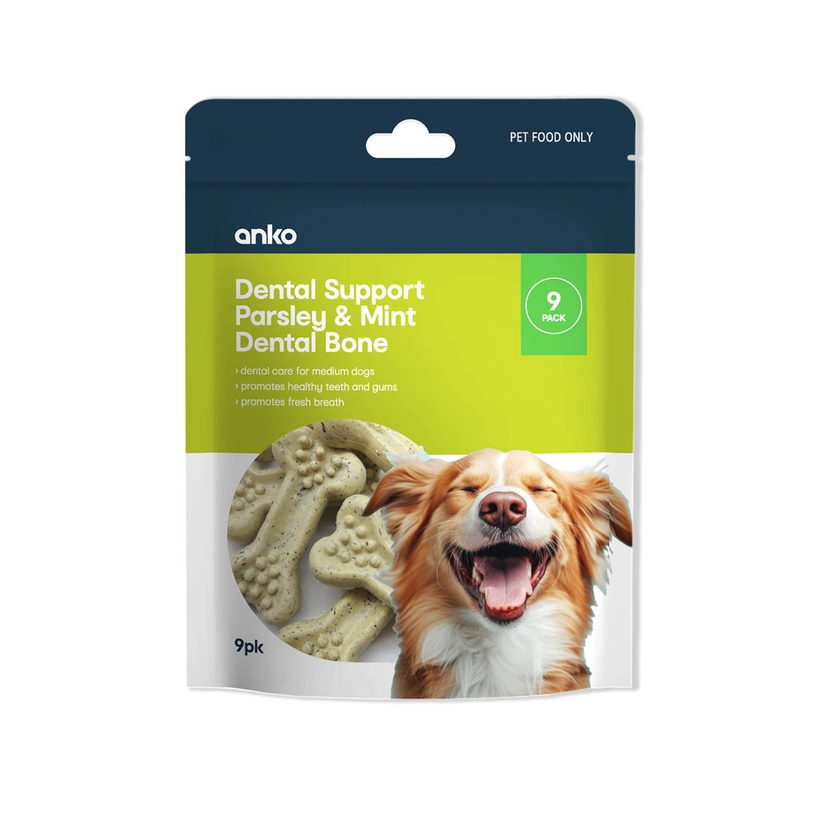 1 9 Pack Pet Treat Dental Bones Parsley and Mint Medium, 1 of 3