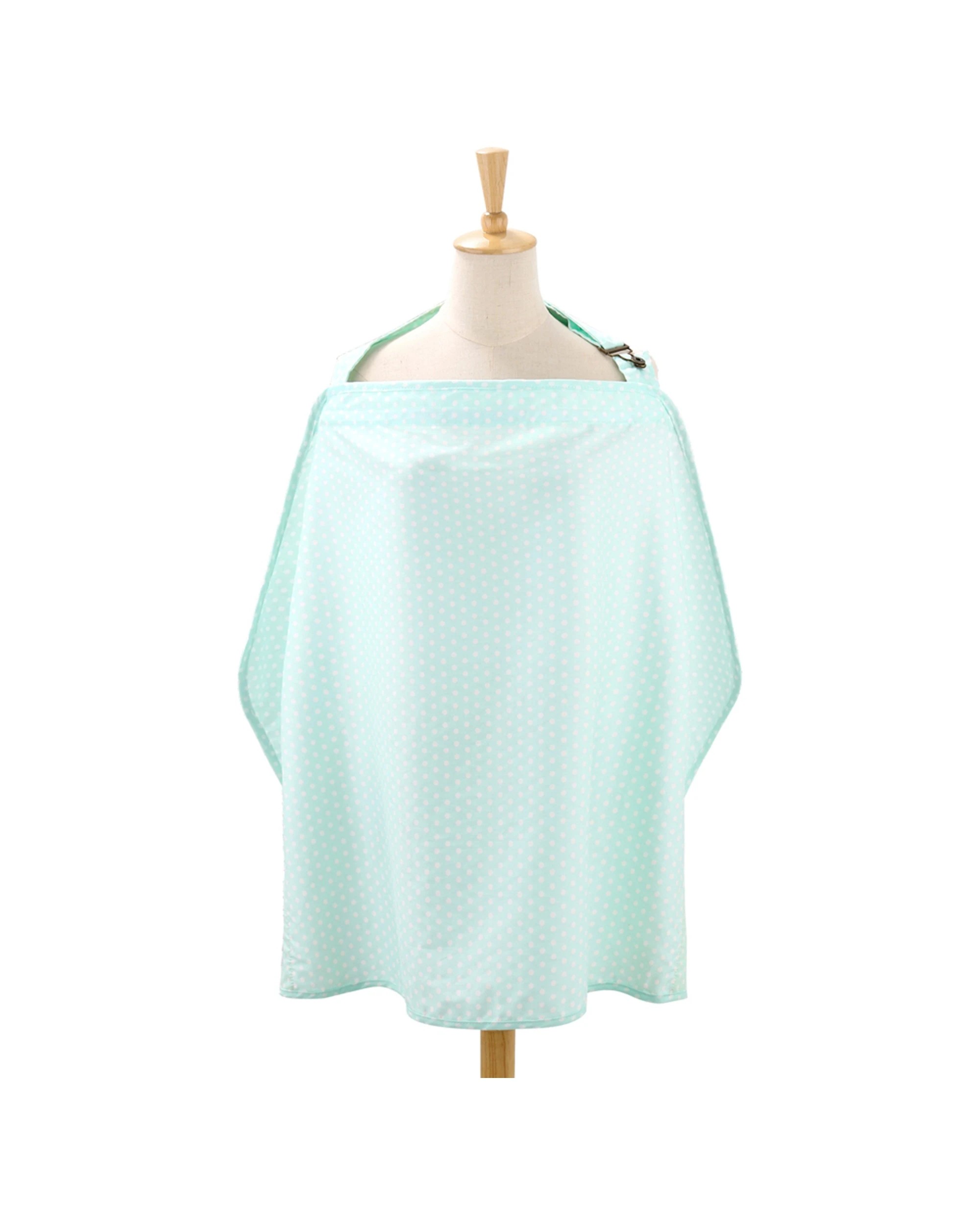 1 The Peanutshell 92cm Cotton Nursing Cover Dot Sateen Cotton Mint - Green, 1 of 2
