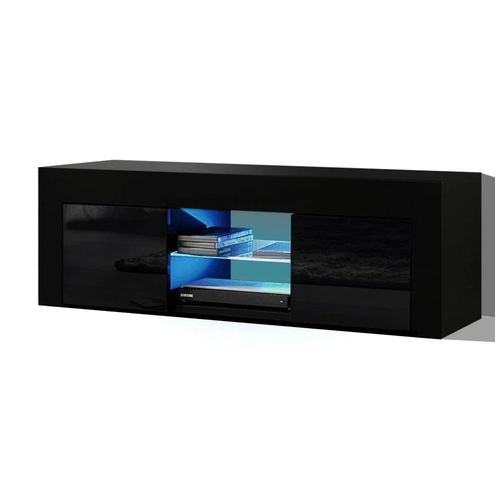 1 Artiss Entertainment Unit TV Cabinet LED 130cm Angus - Black, 1 of 8