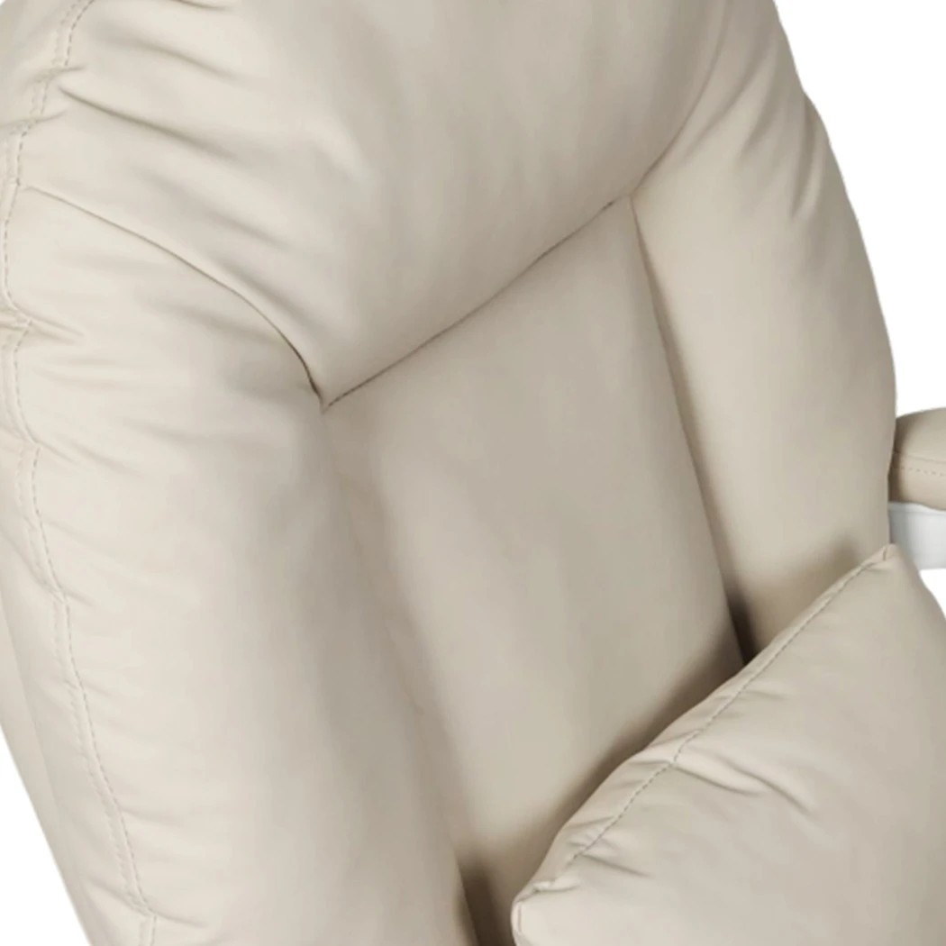 5 Levede Office Chair with Footrest Comfy Desk Chair with Wheels,PU Leather,Beige, 5 of 8