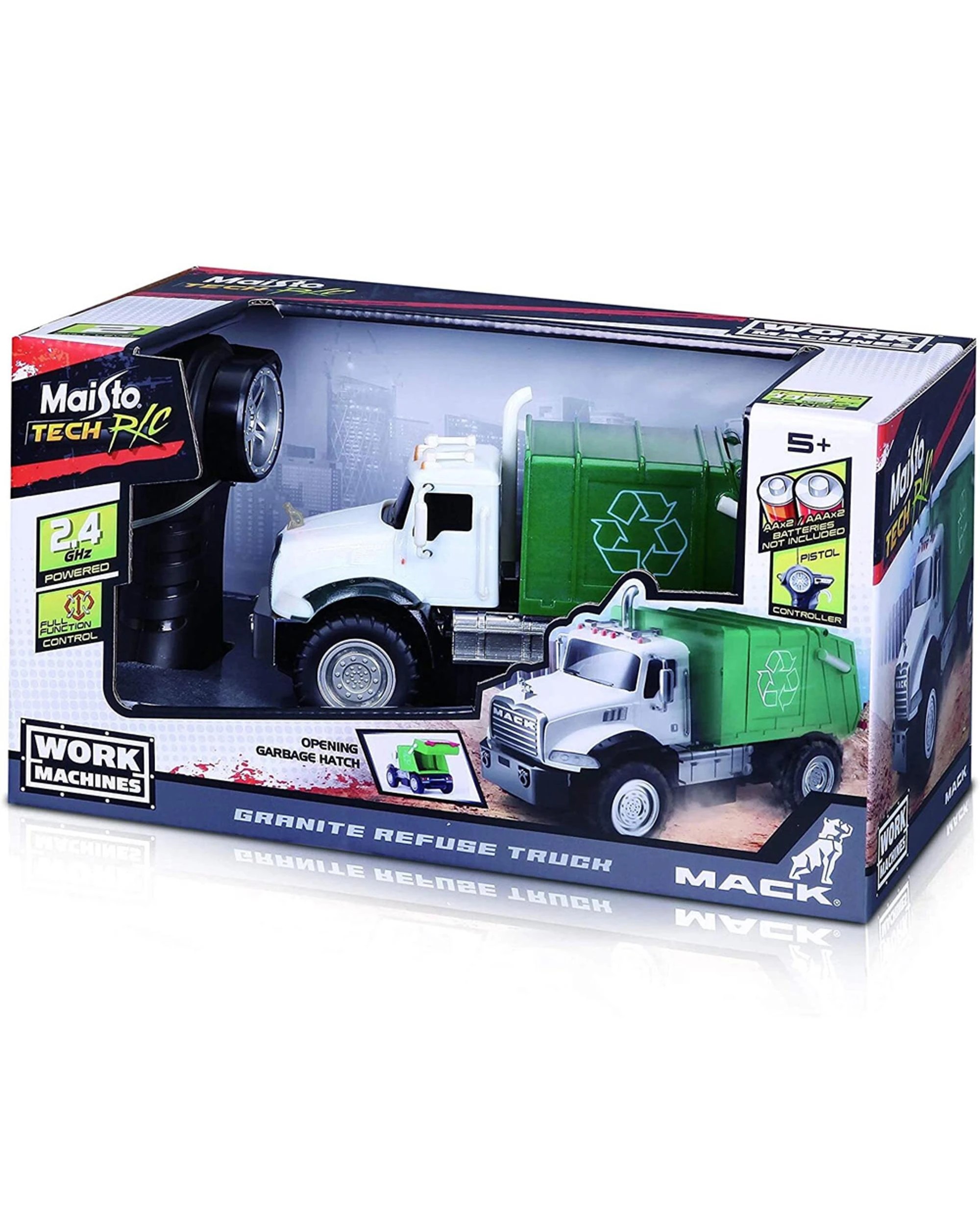 1 Maisto Tech RC Work Machines Mack Granite Recycle Truck Remote Control Vehicle, 1 of 2