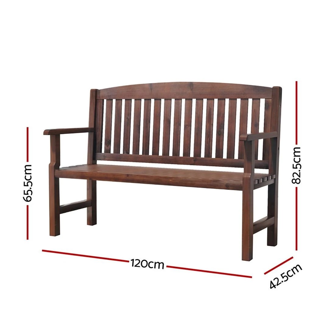 2 Gardeon Outdoor Garden Bench Wooden 2 Seater Lounge Chair Patio Furniture - Brown, 2 of 7