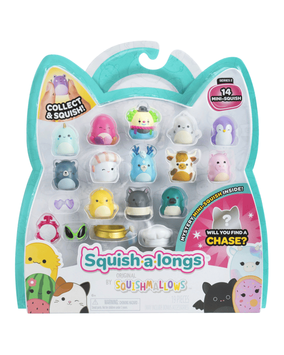 14 Pack Original Squishmallows Squish-A-Longs Mini-Squish Set - Assorted