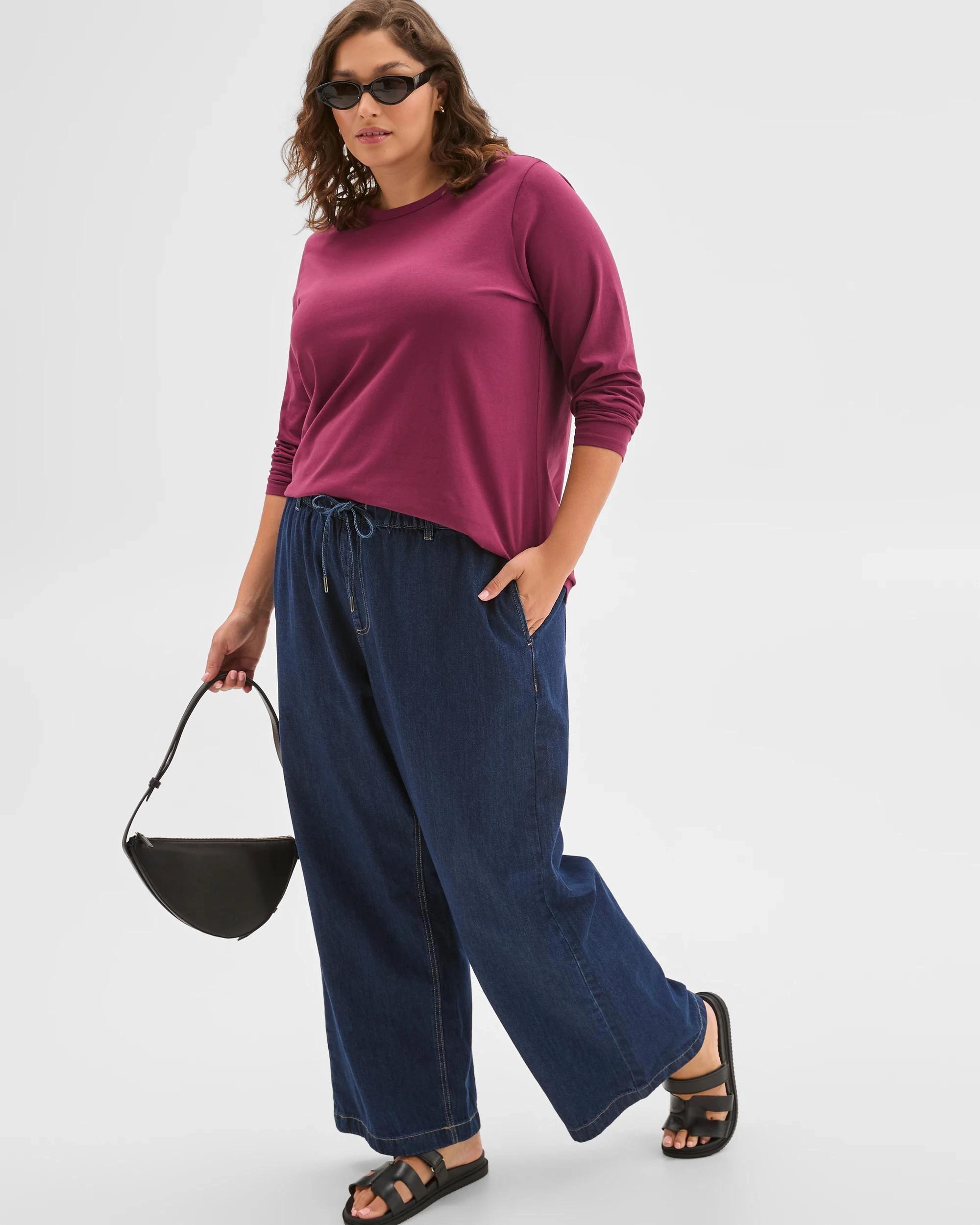 6 Target Plus Size Australian Cotton Long Sleeve Crew T-Shirt BOYSENBERRY, 6 of 6