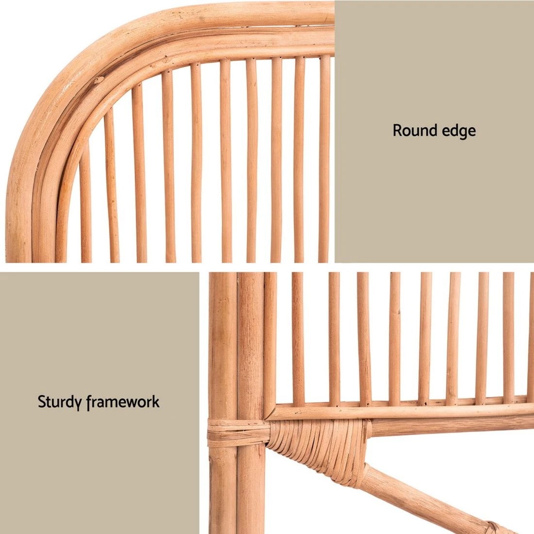 7 Artiss Bed Headboard Queen Bedhead Rattan - NERO - Natural, 7 of 7