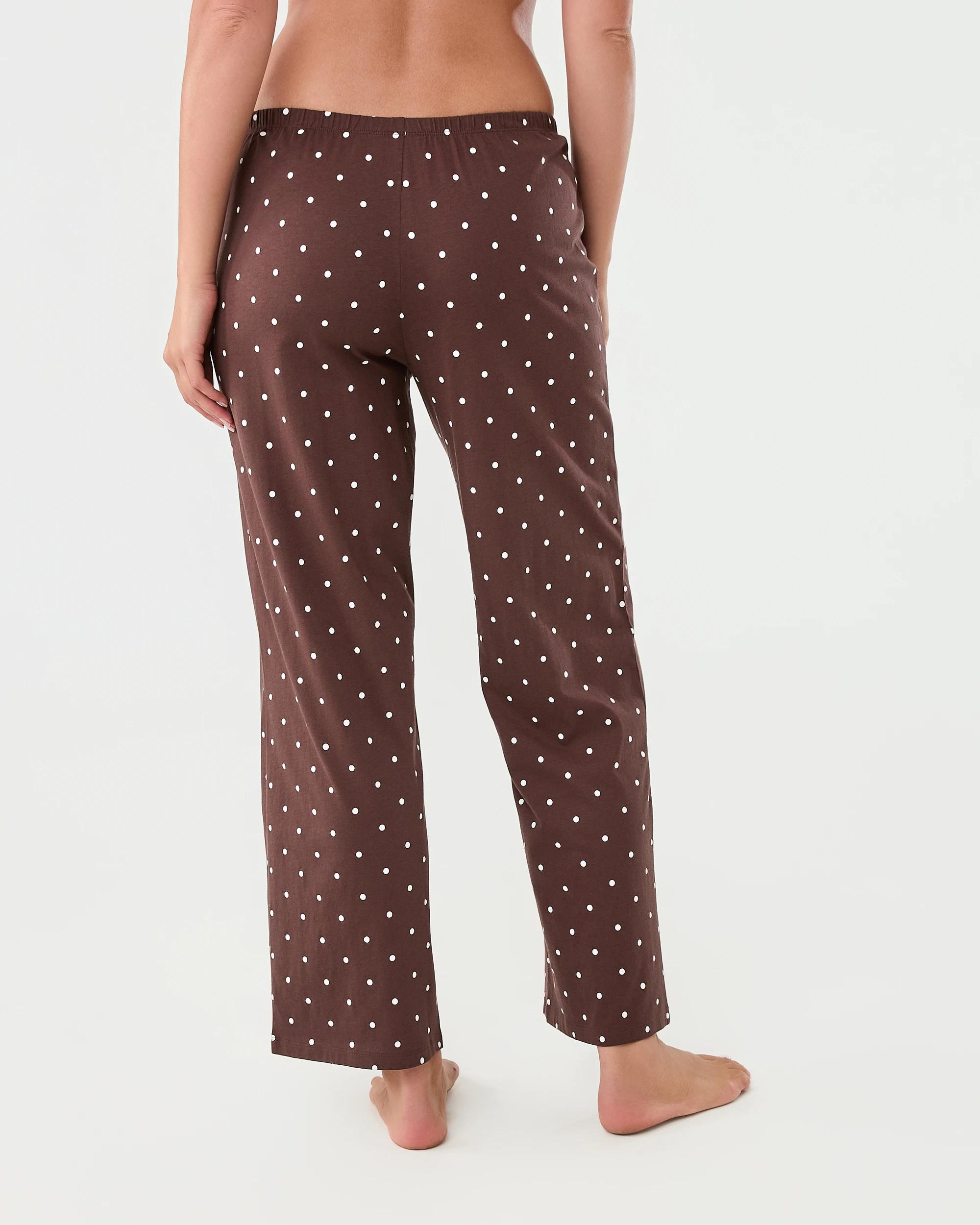 3 Cotton Print Knit Pants Dots Choc, 3 of 4