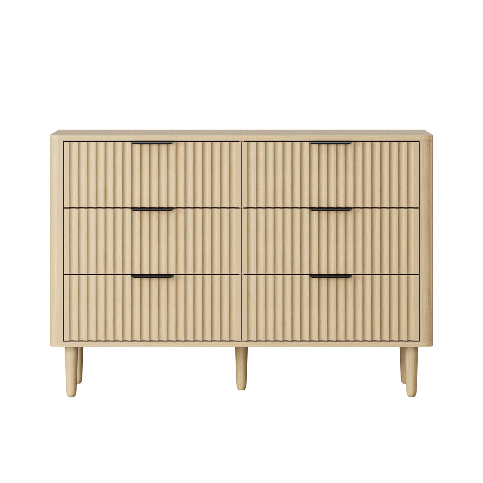 7 Oikiture 6 Chest Of Drawers Storage Cabinet Dressers Lowboy Stripe
 - Natural, 7 of 9