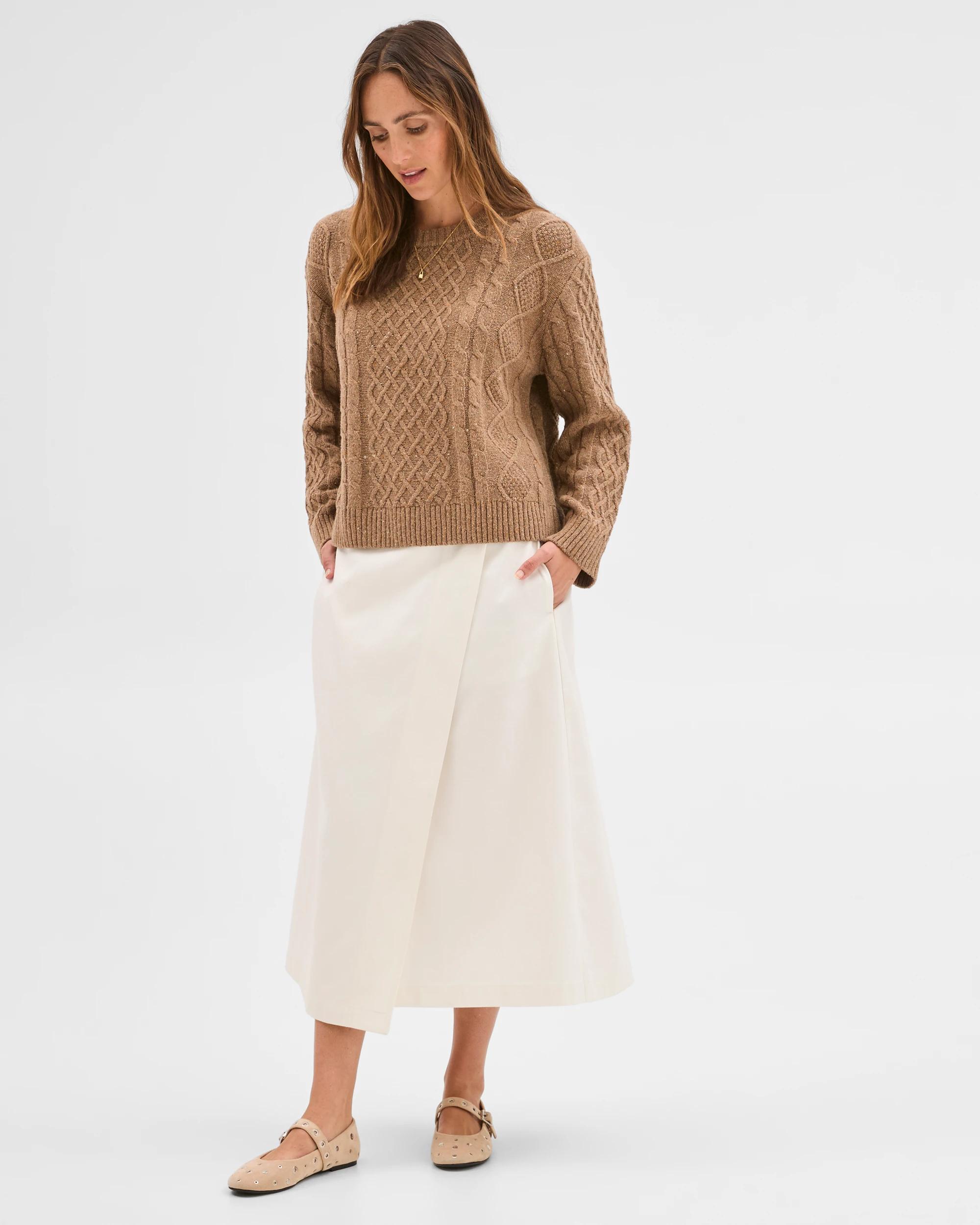 2 Target Woman Australian Cotton Blend Cable Knit Sweater PARTRIDGE, 2 of 9