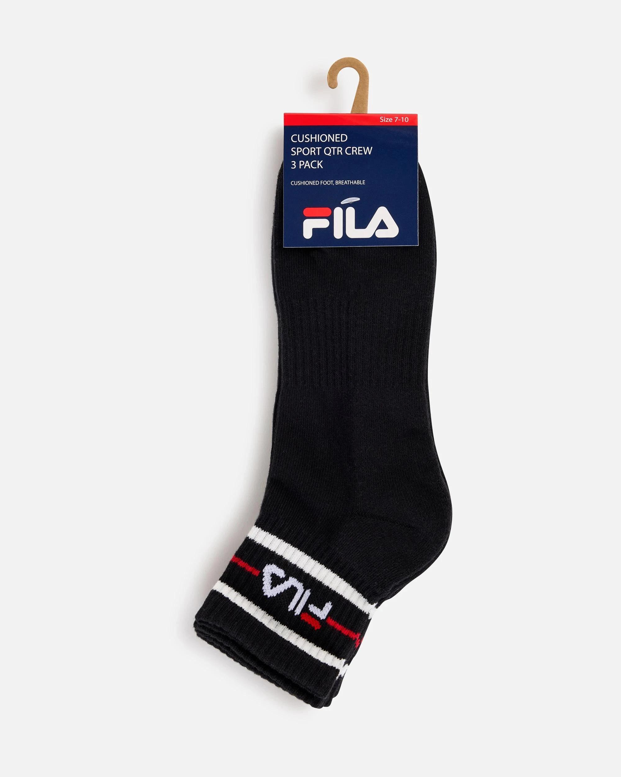 1 Fila Quarter Crew 3 Pack Socks BLACK, 1 of 4