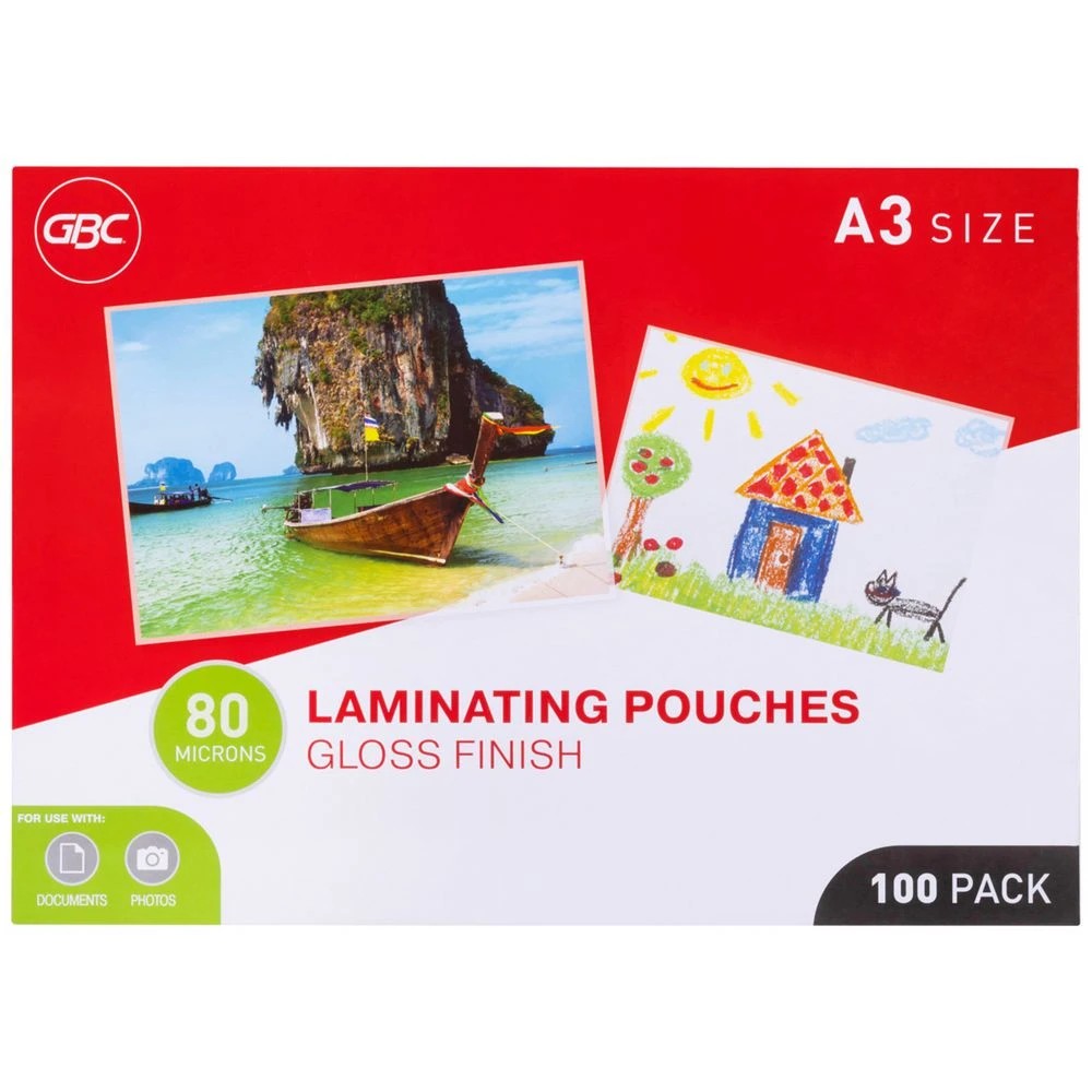 1 GBC Laminating Pouch A3 80 Micron Gloss 100 Pack, 1 of 1